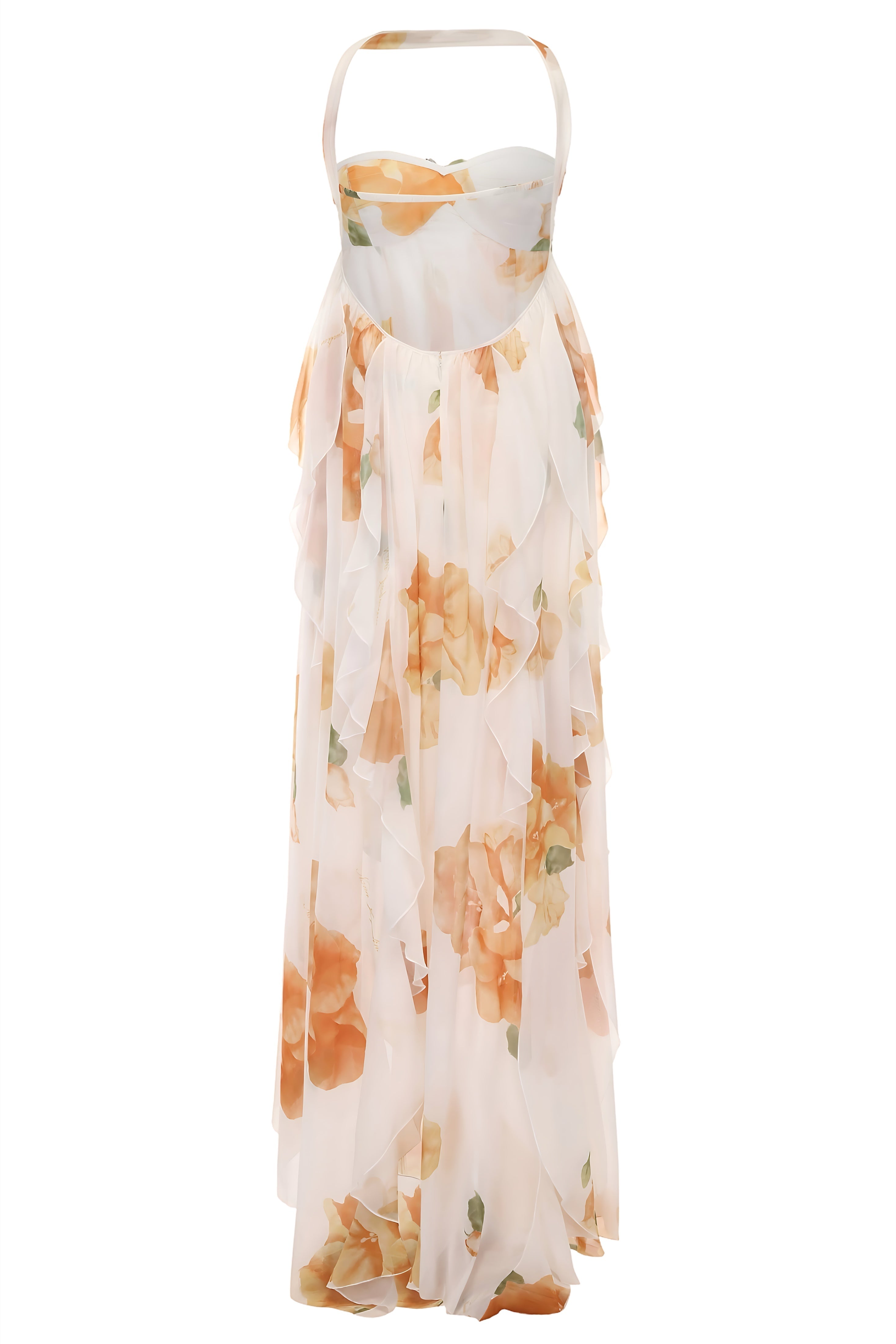 Ada – Floral Strapless Ruffle Summer Maxi Dress