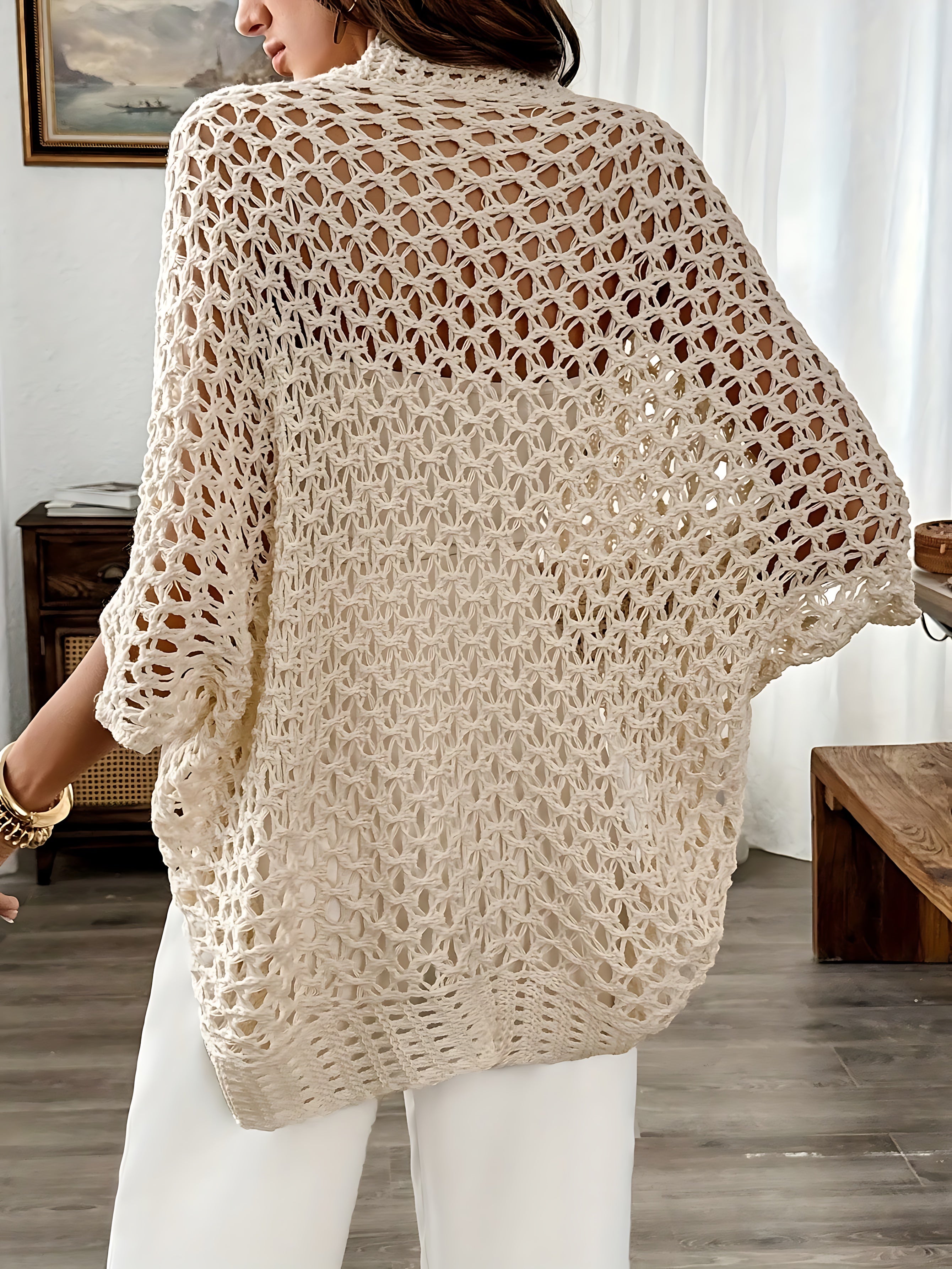 Adaline – Crochet Open Front Knit Cardigan