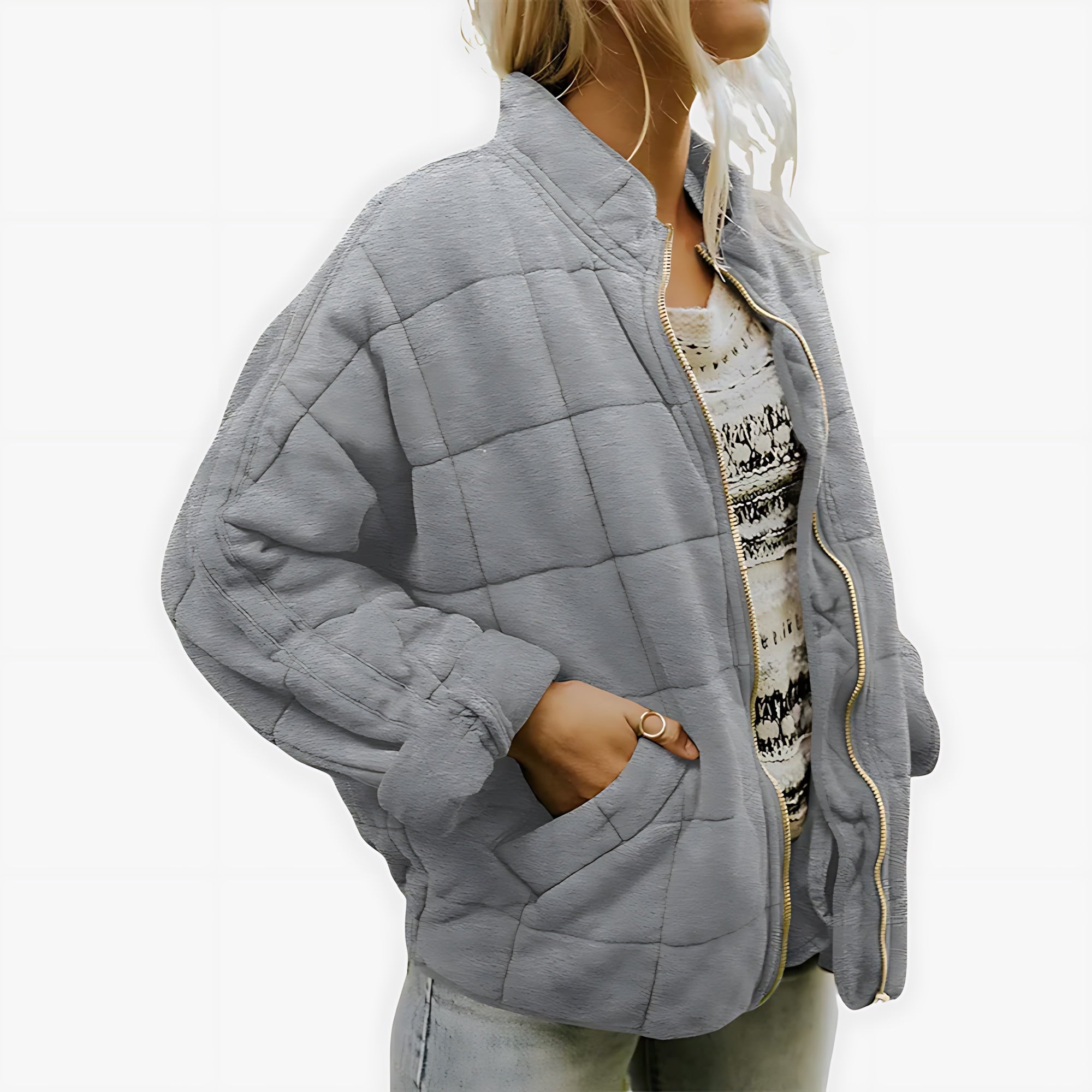 Adaline – Quilted Stand Collar Puffer Jacket