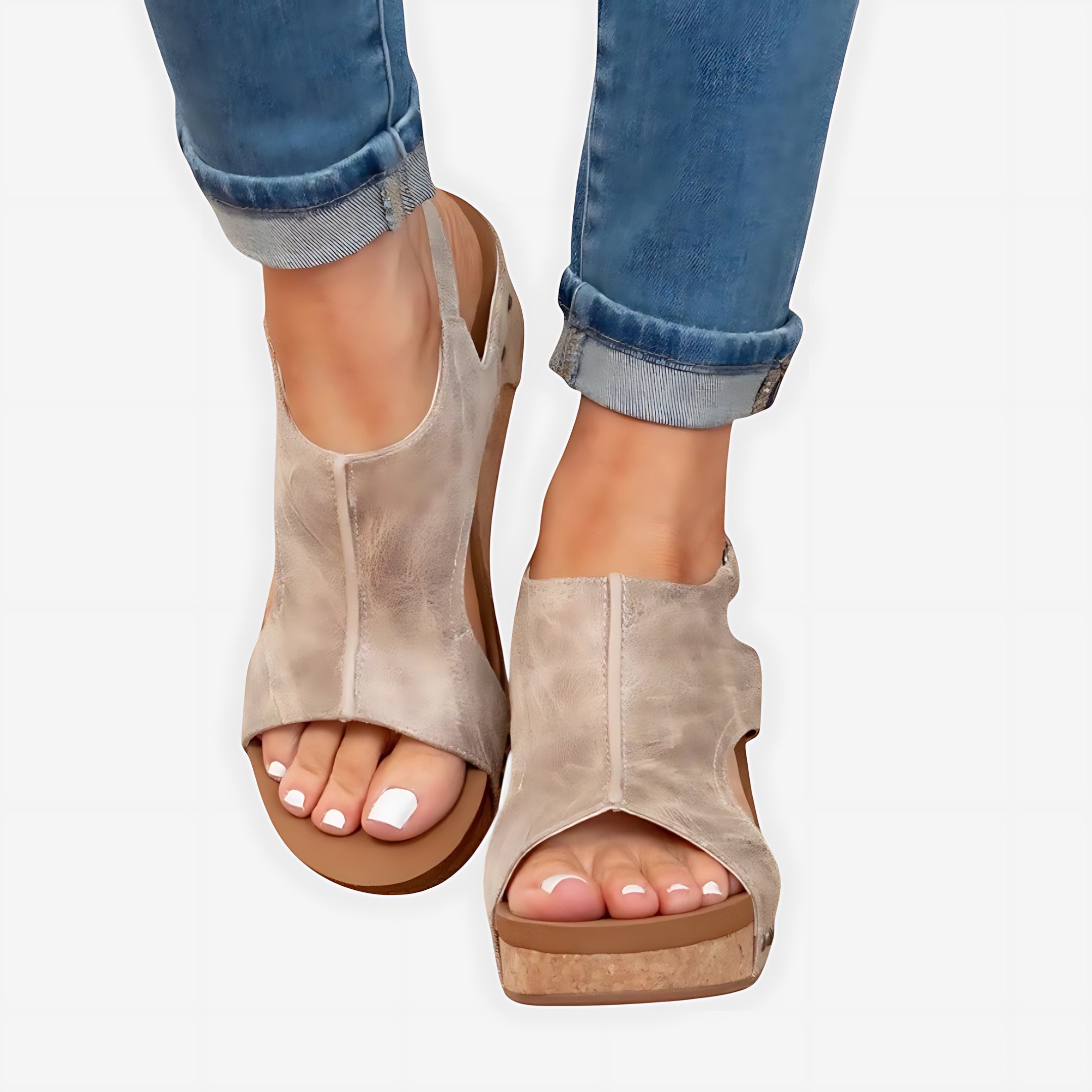 Adalynn – Suede Peep Toe Low Wedge Sandals