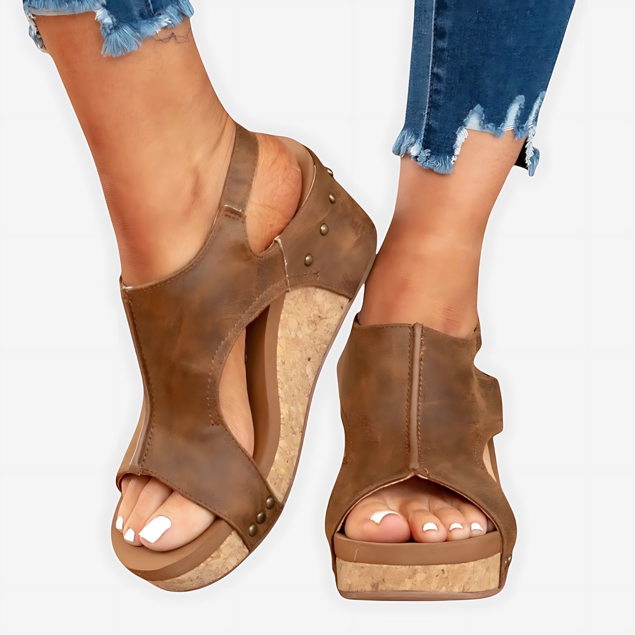 Adalynn – Suede Peep Toe Low Wedge Sandals