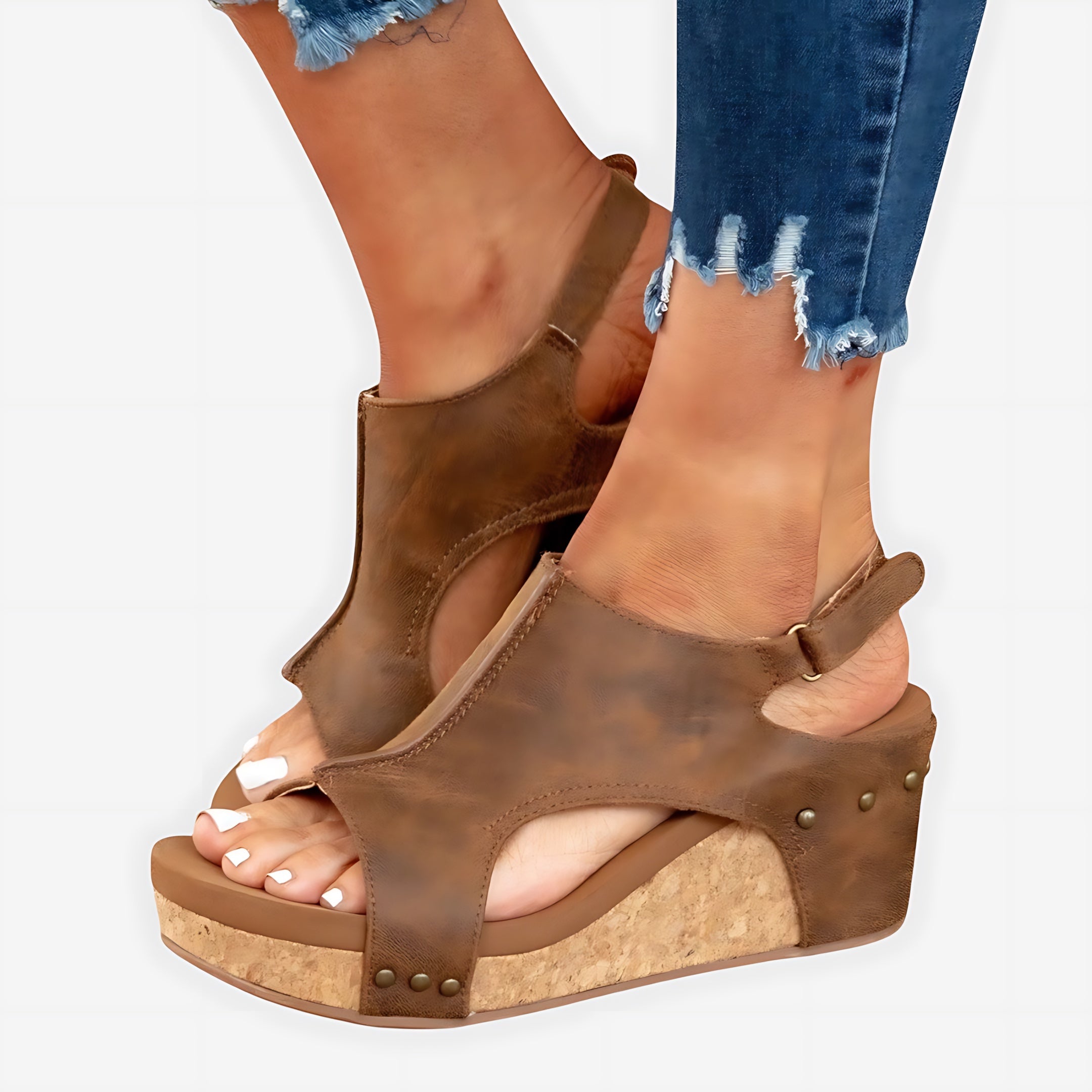 Adalynn – Suede Peep Toe Low Wedge Sandals