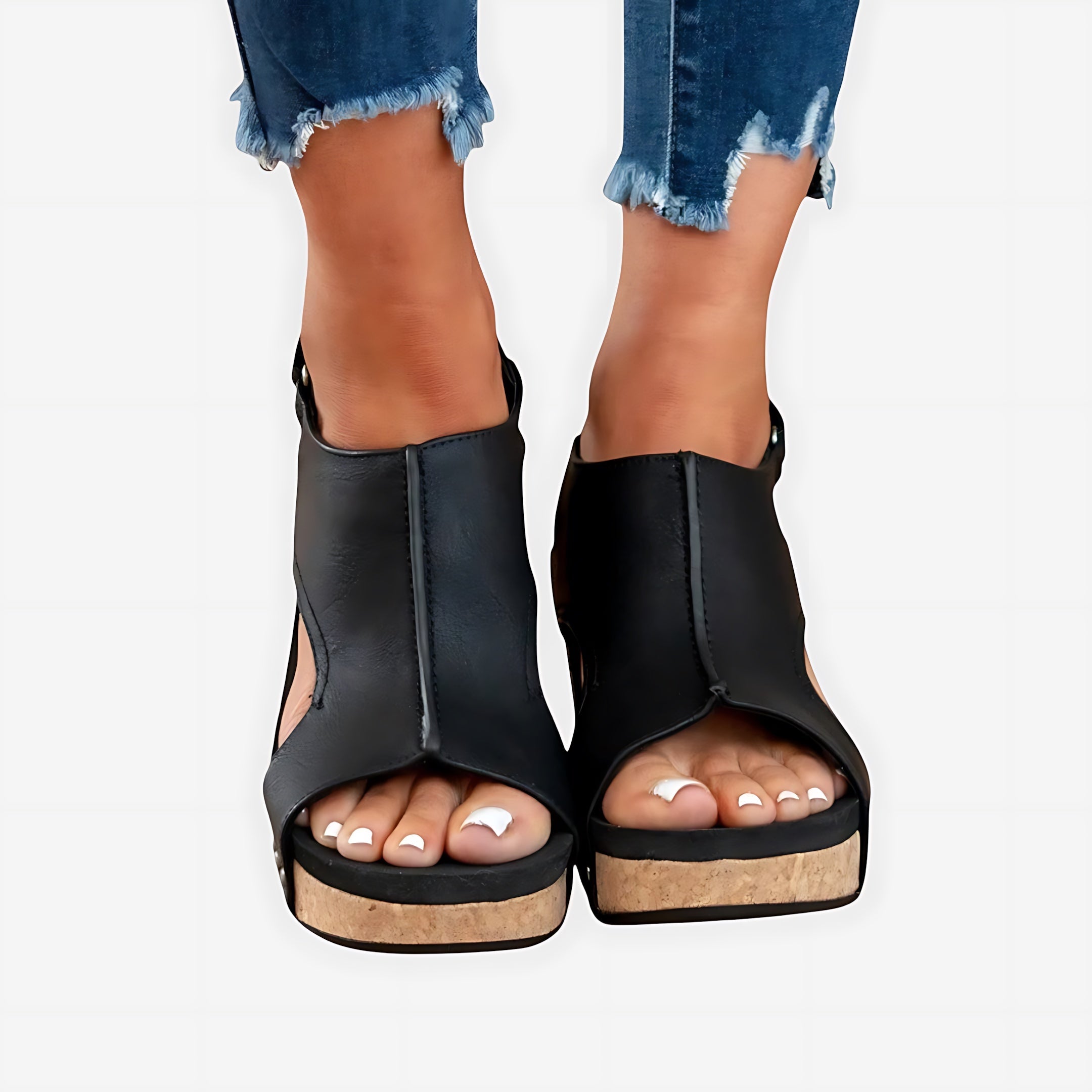 Adalynn – Suede Peep Toe Low Wedge Sandals