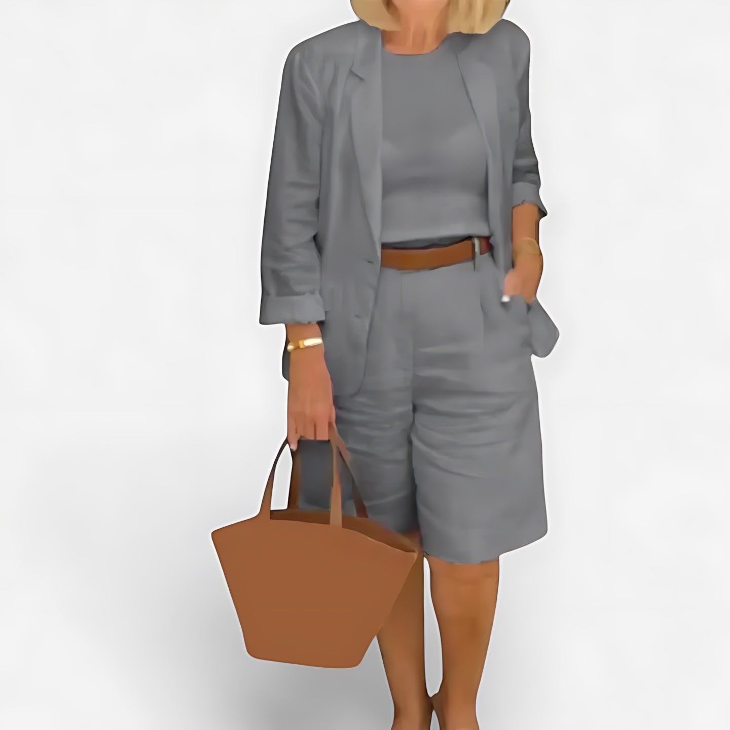 Adelaide – Open Front Blazer and Bermuda Shorts Set