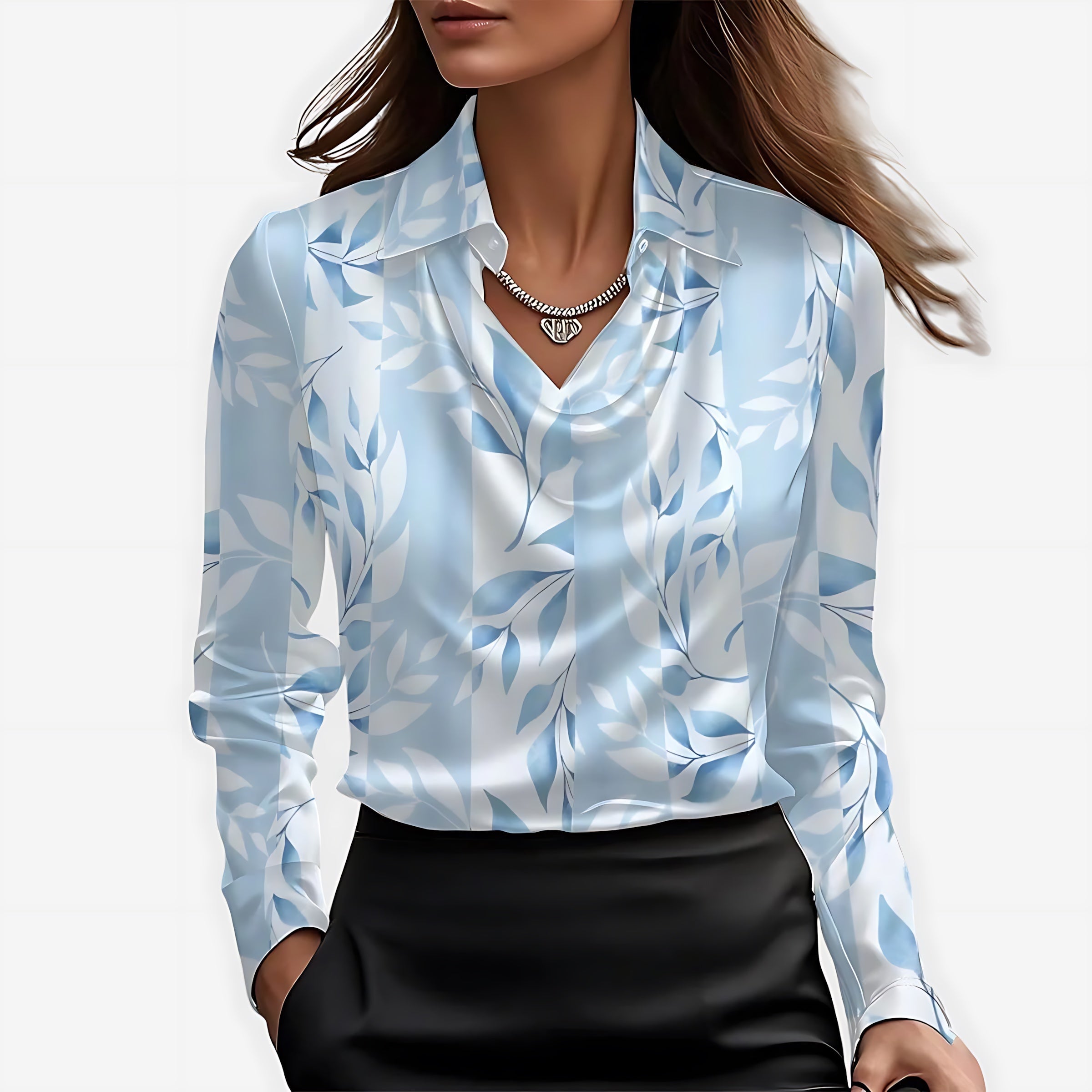 Adeline – Satin Cowl Neck Long Sleeve Blouse