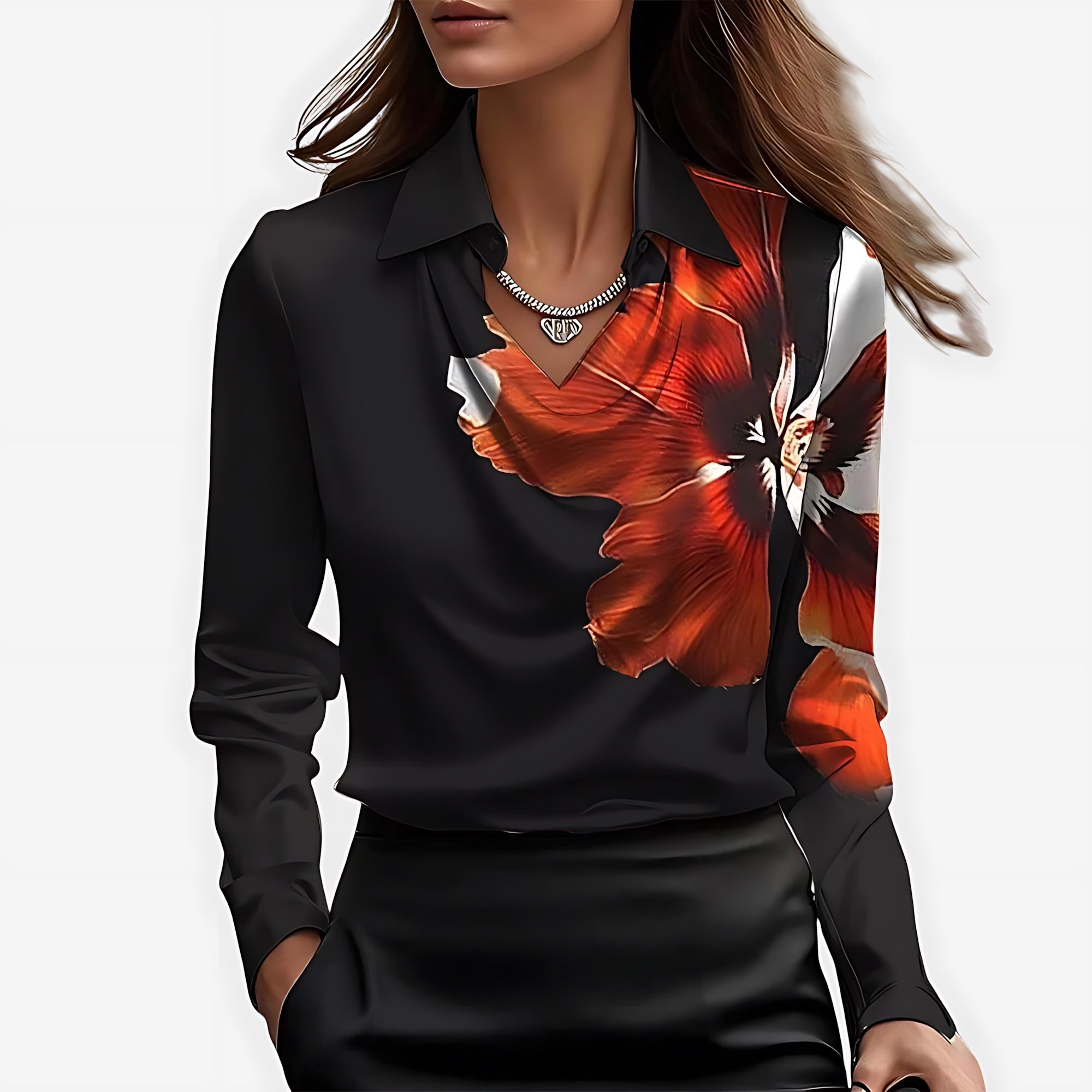 Adeline – Satin Cowl Neck Long Sleeve Blouse