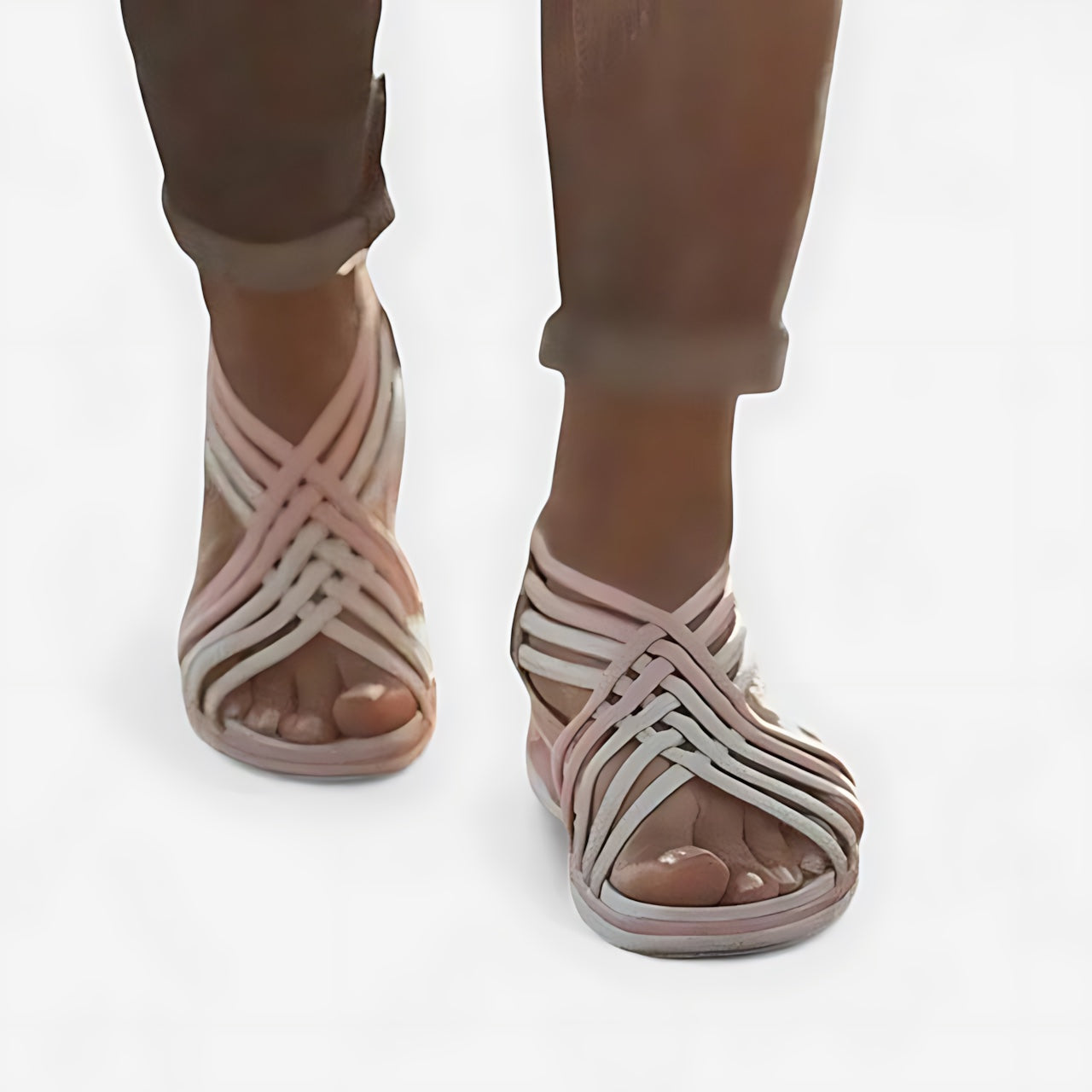 Adeline – Woven Crossover Wedge Sandals