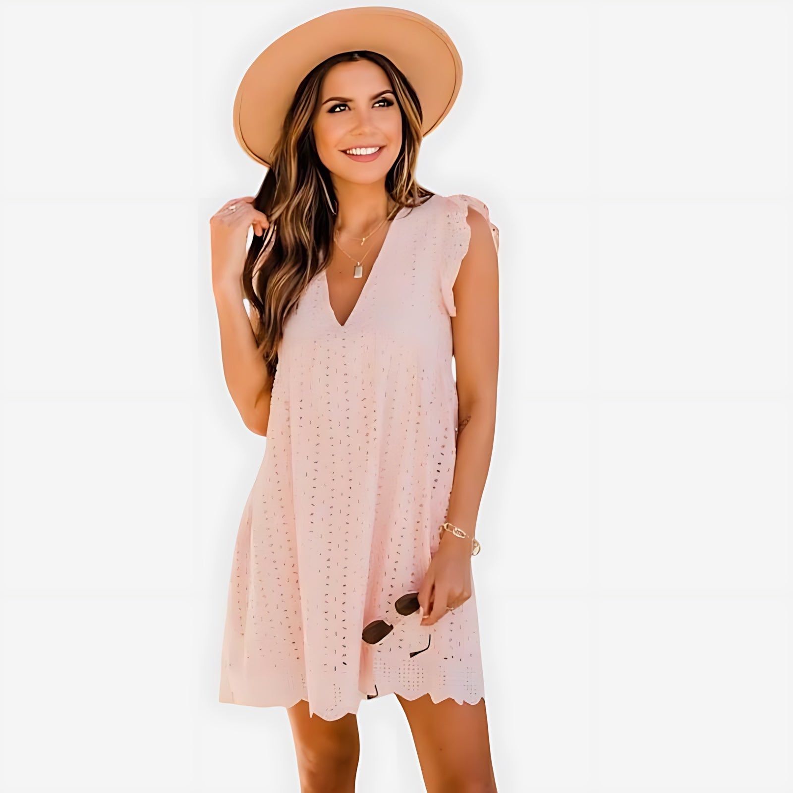 Adriana – V Neck Ruffle Swing Summer Mini Dress