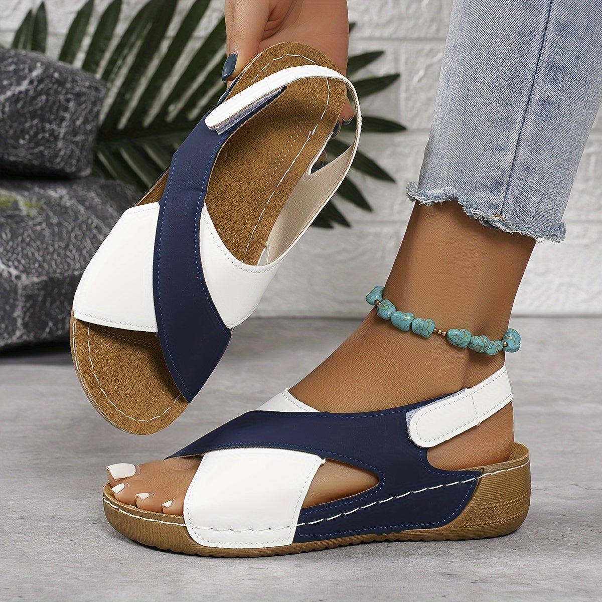 Quinn – Crisscross Ankle Strap Low Wedge Sandals