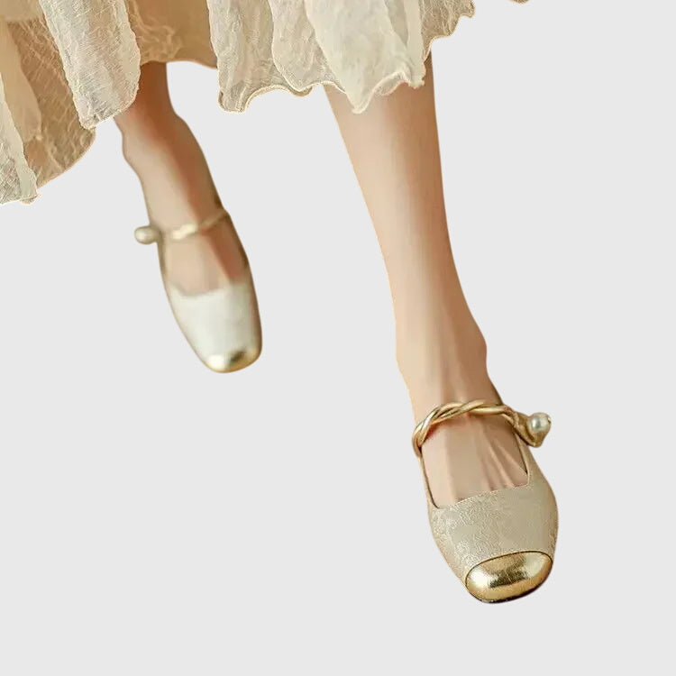 Rylee – Jacquard Cap Toe Low Heel Mary Janes