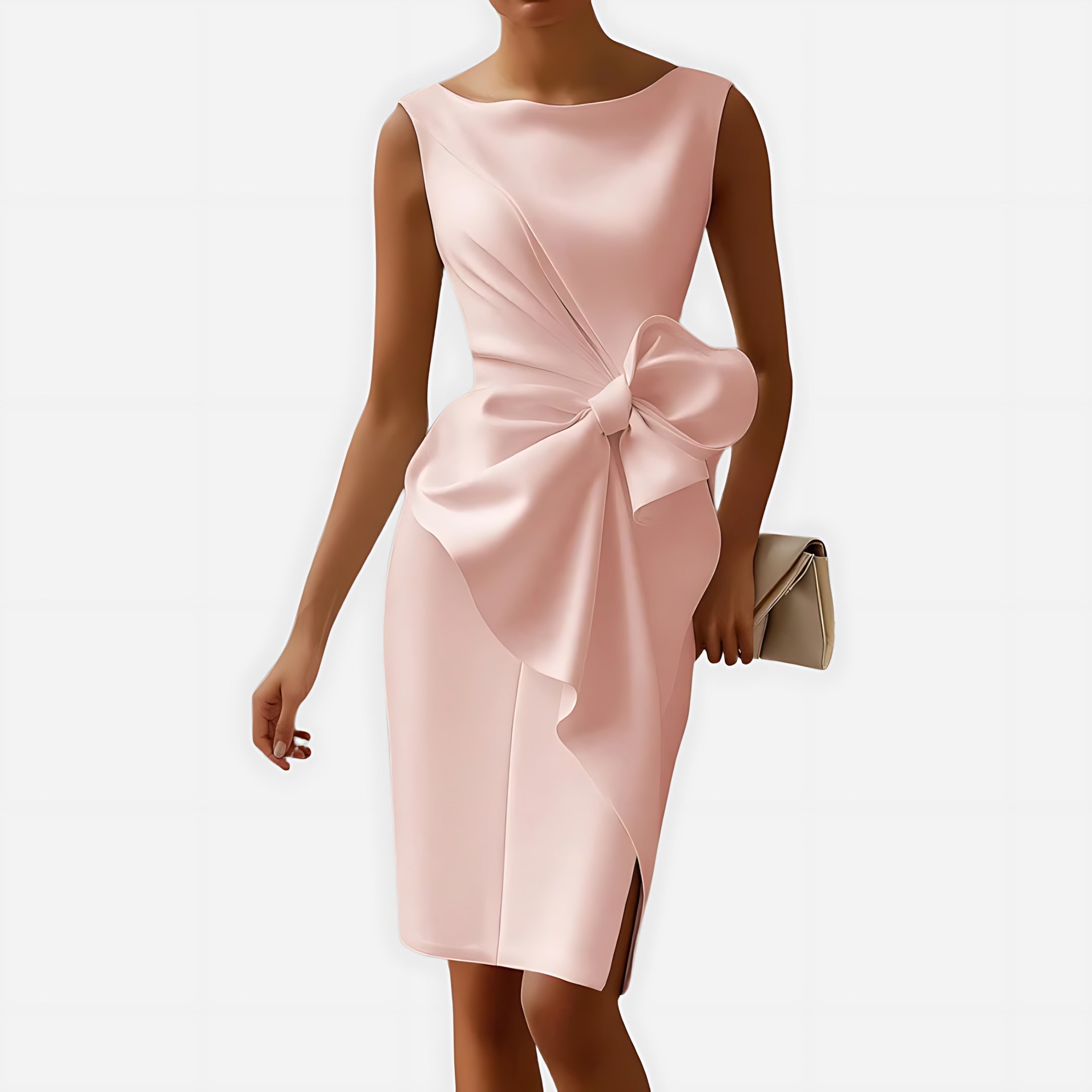 Alaia – Boat Neck Draped Cocktail Midi Dress