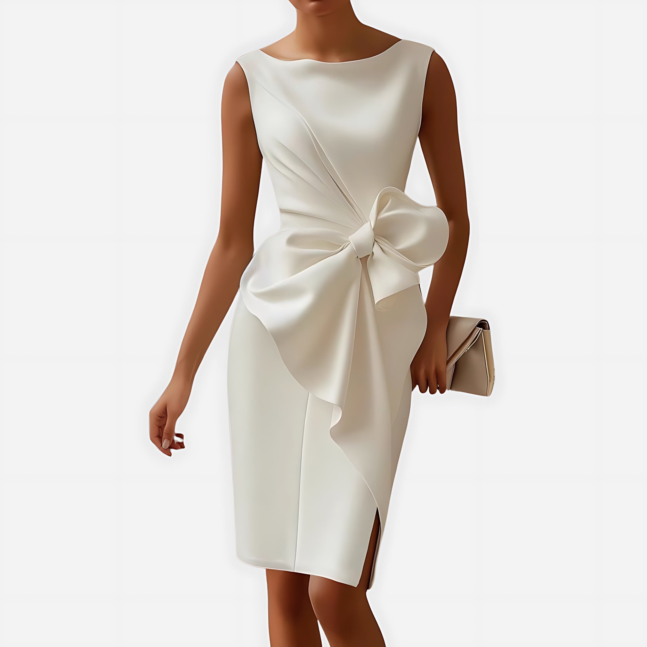 Alaia – Boat Neck Draped Cocktail Midi Dress