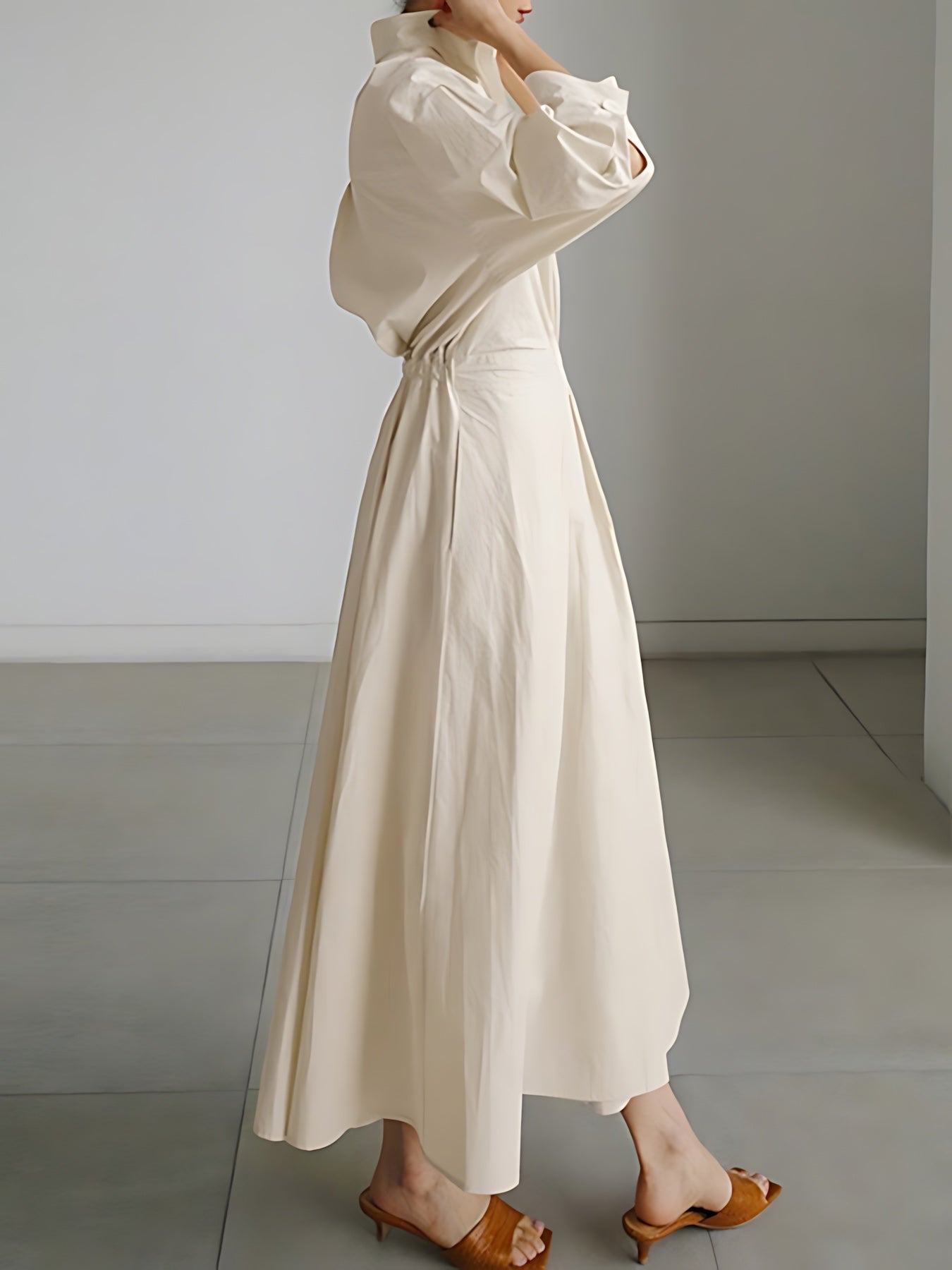 Alaia – Collared Long Sleeve Maxi Shirt Dress