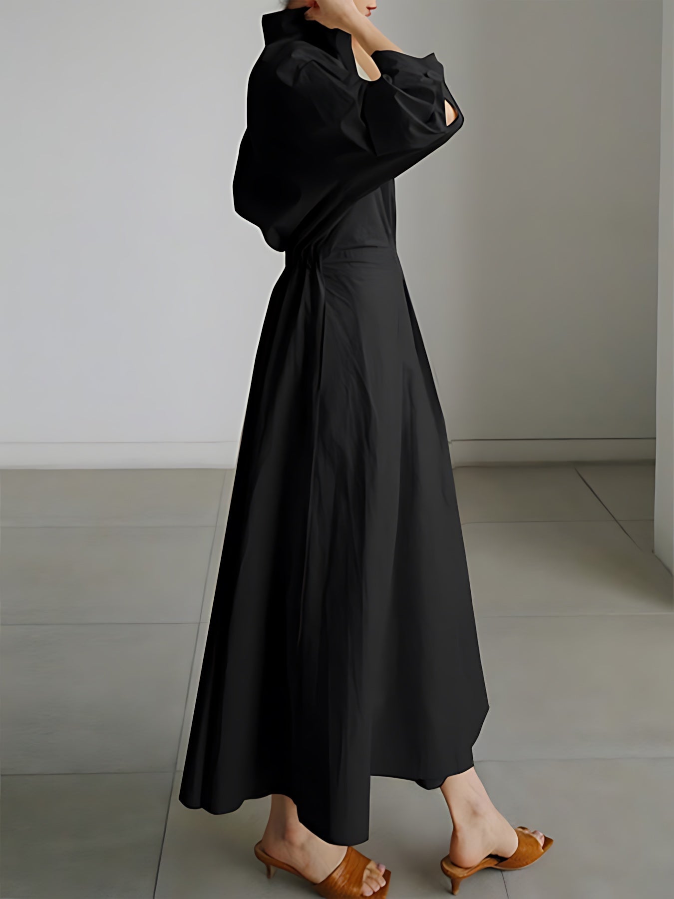 Alaia – Collared Long Sleeve Maxi Shirt Dress