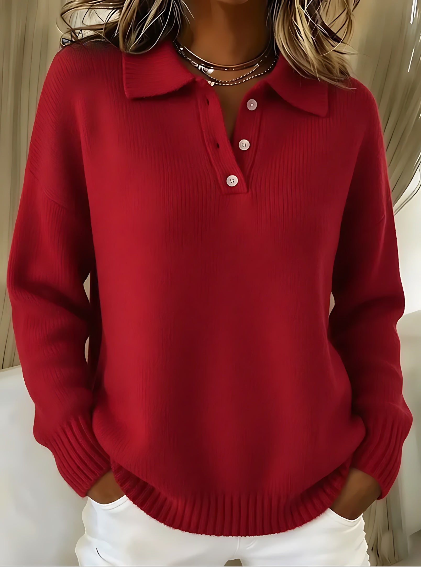 Alaia – Collared V Neck Knit Polo Sweater