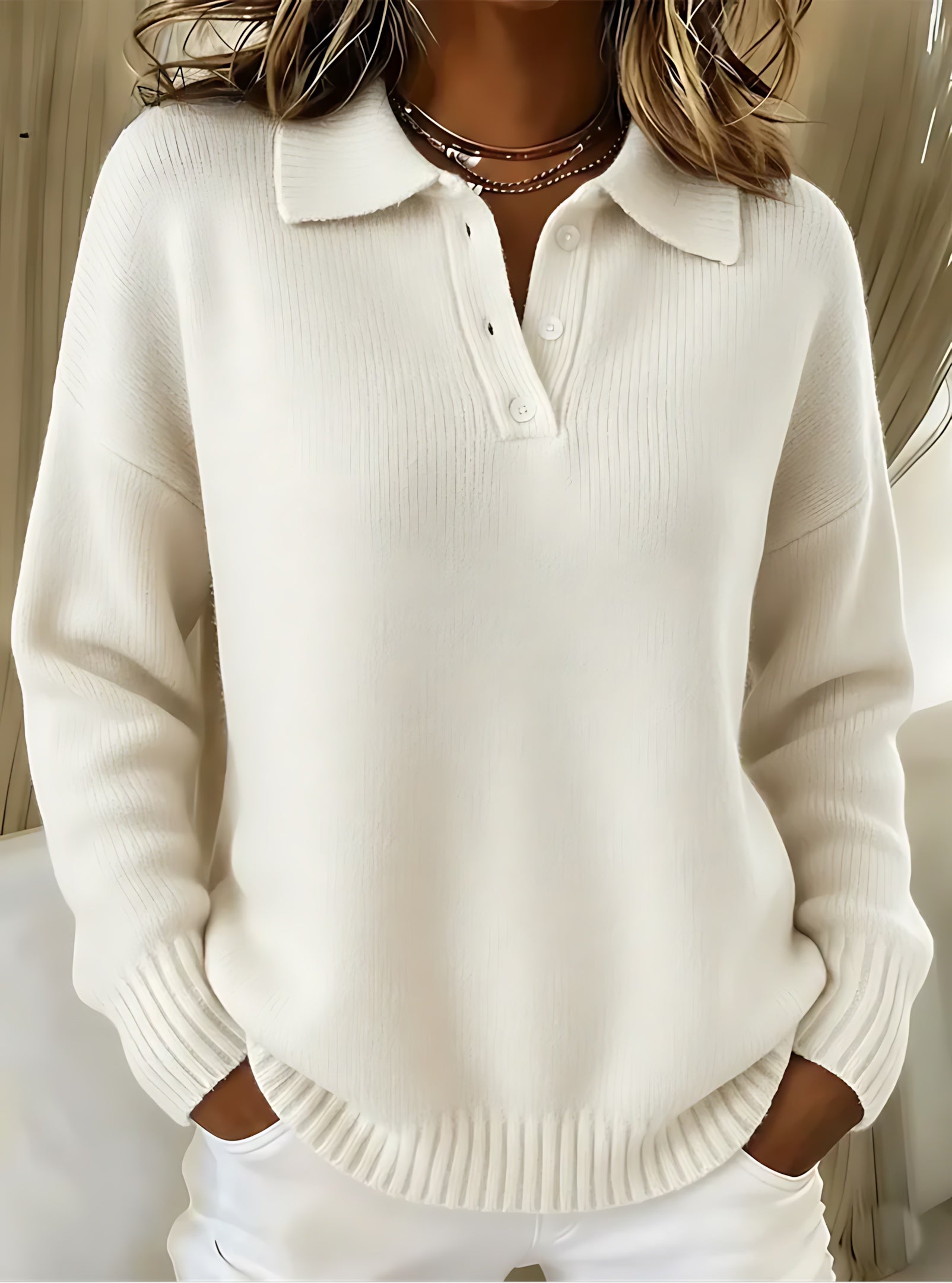 Alaia – Collared V Neck Knit Polo Sweater