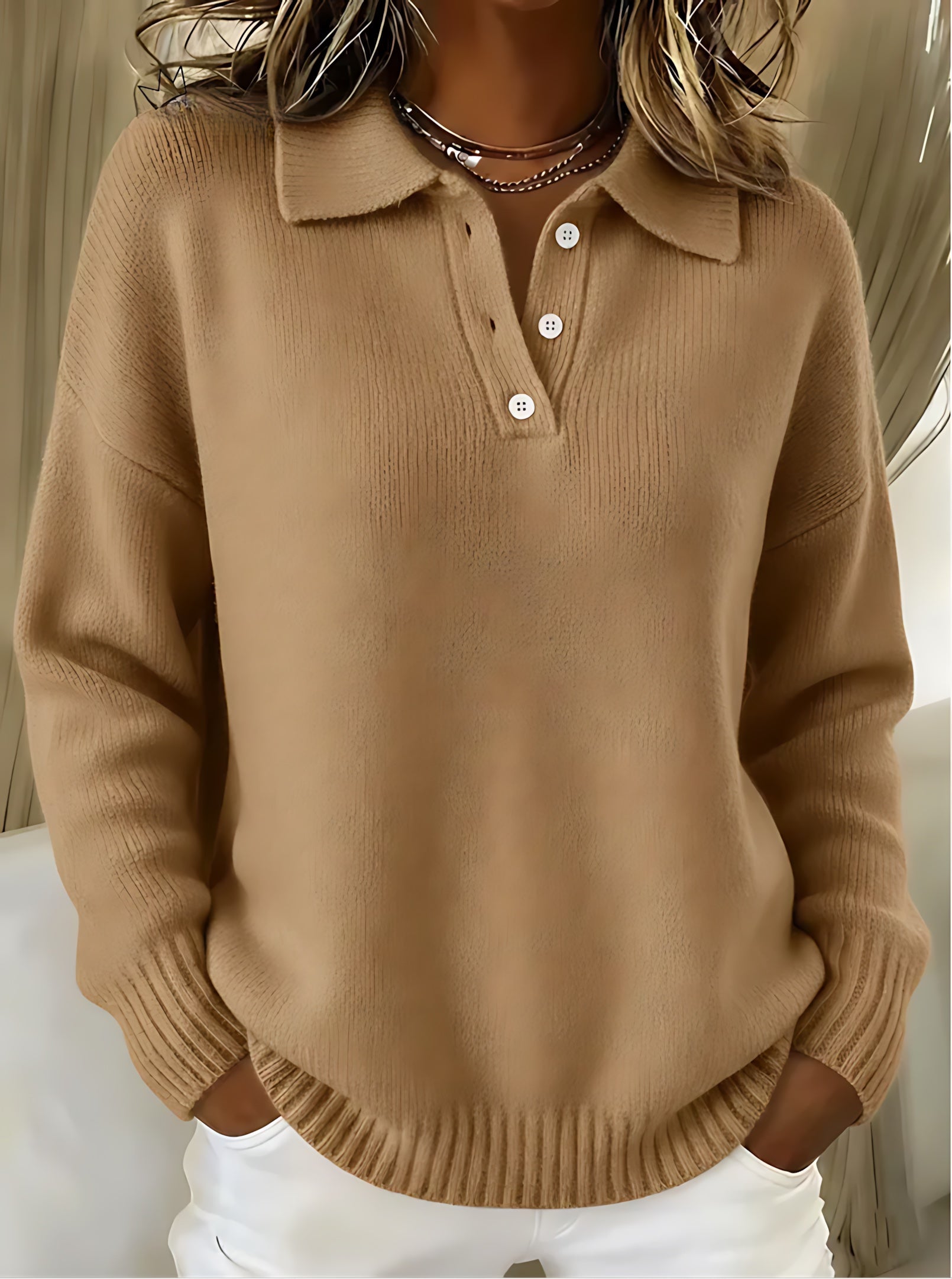 Alaia – Collared V Neck Knit Polo Sweater