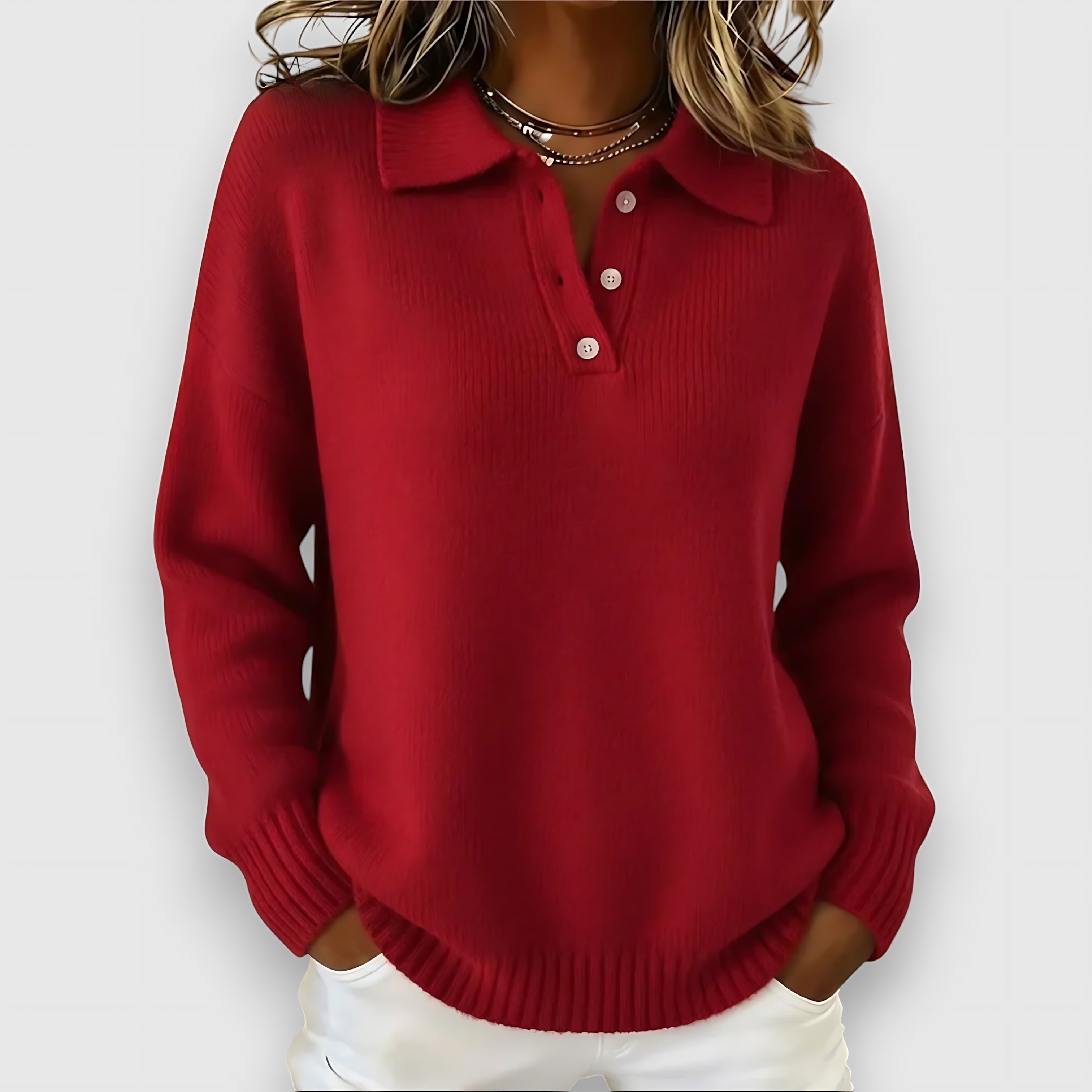 Alaia – Collared V Neck Knit Polo Sweater