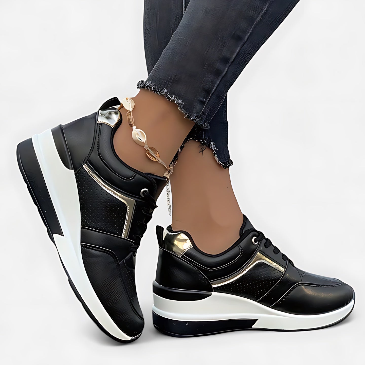 Alice – Lace Up Hidden Wedge Platform Sneakers