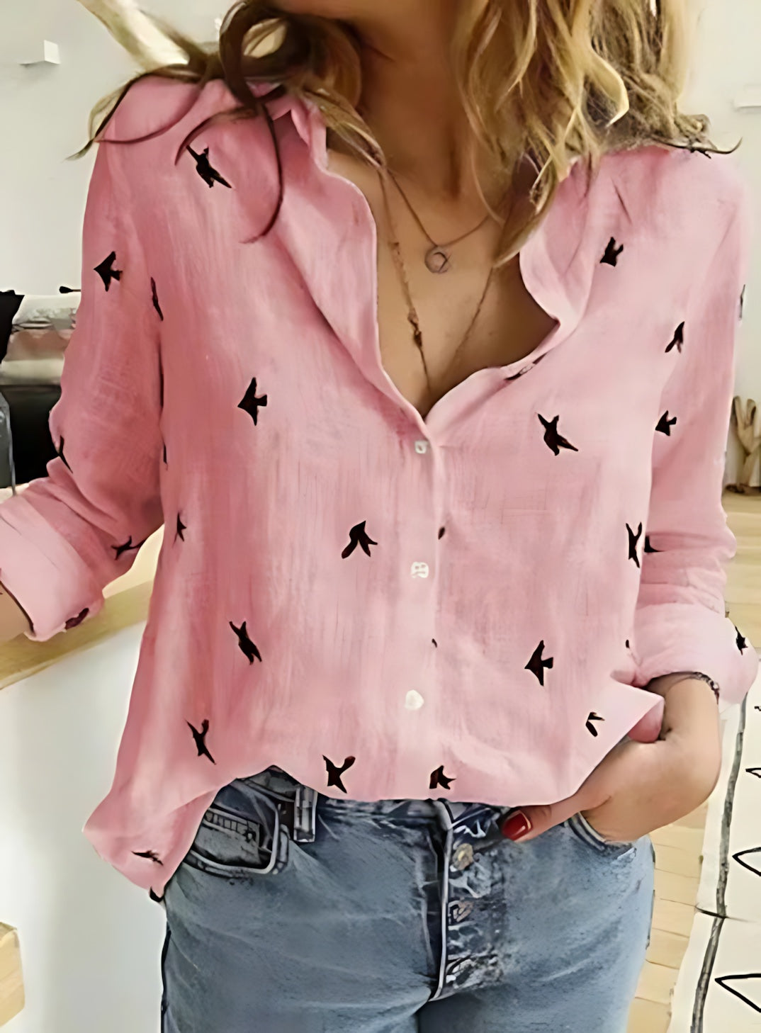Allison – Button Up Collared Long Sleeve Shirt