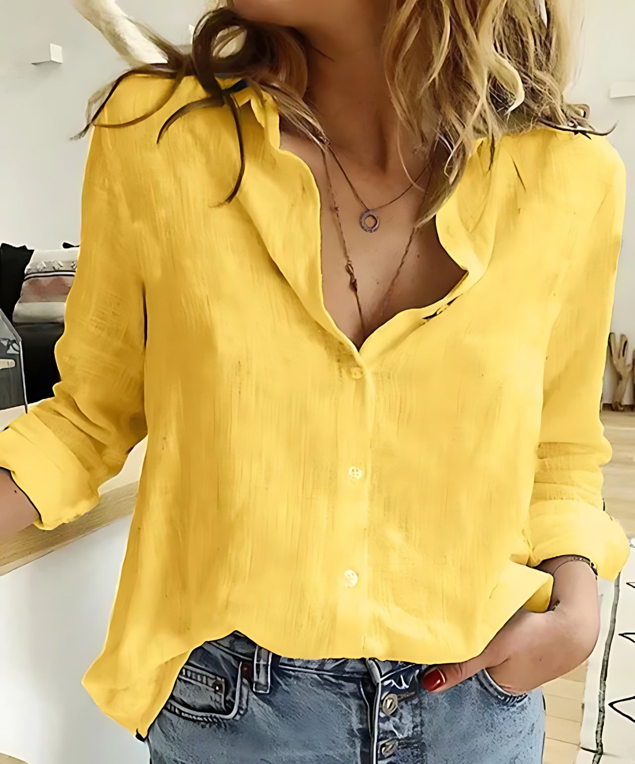 Allison – Button Up Collared Long Sleeve Shirt