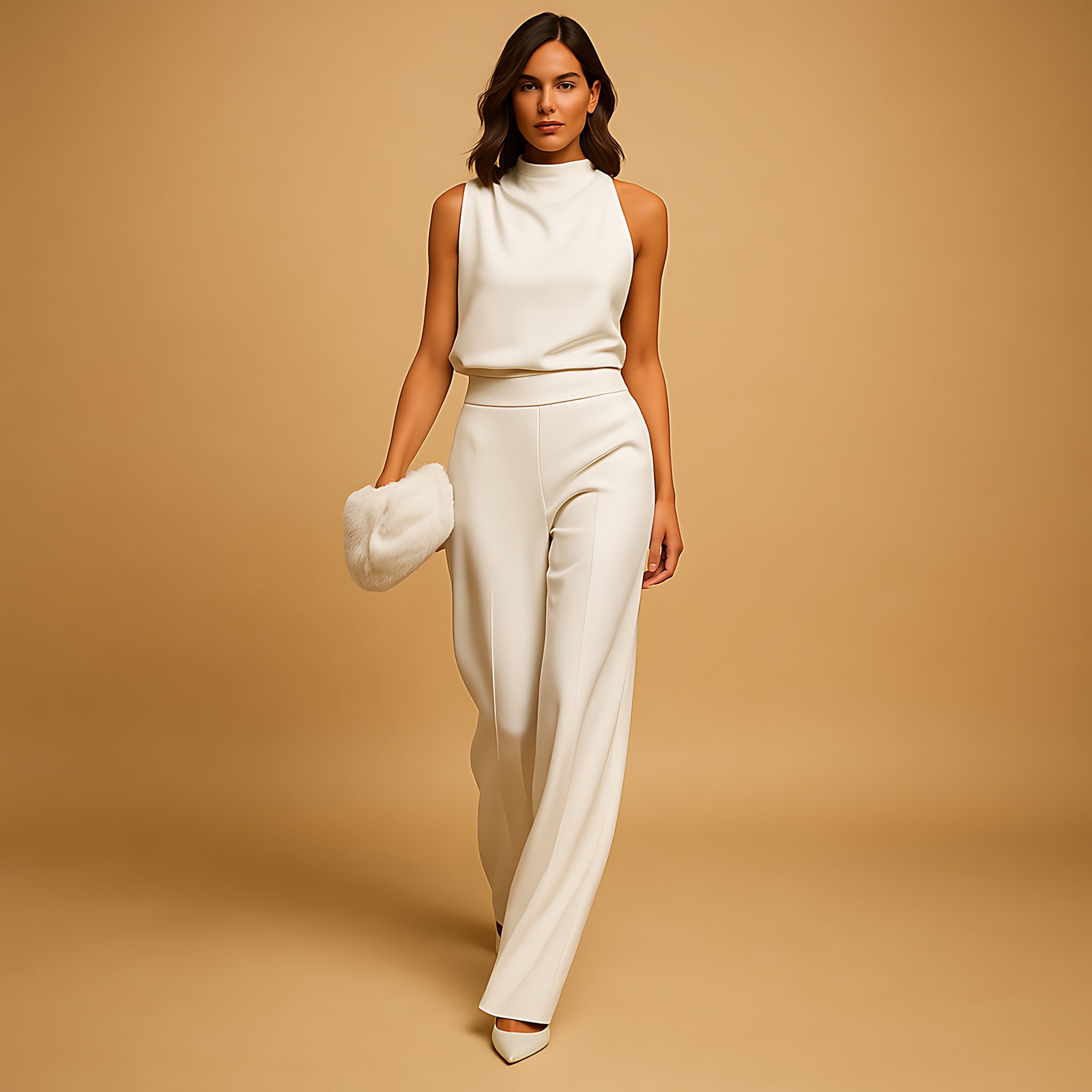 Allison – Mock Neck High Waist Wide Leg Jumpsuit