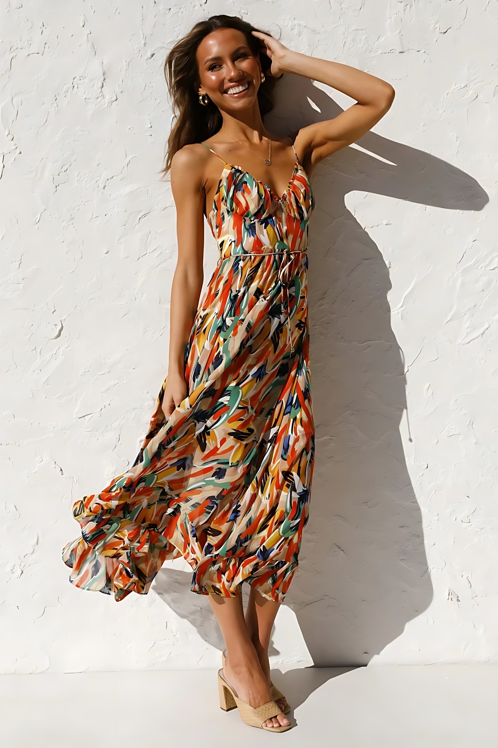 Amara – Floral Smocked Tiered Summer Midi Dress