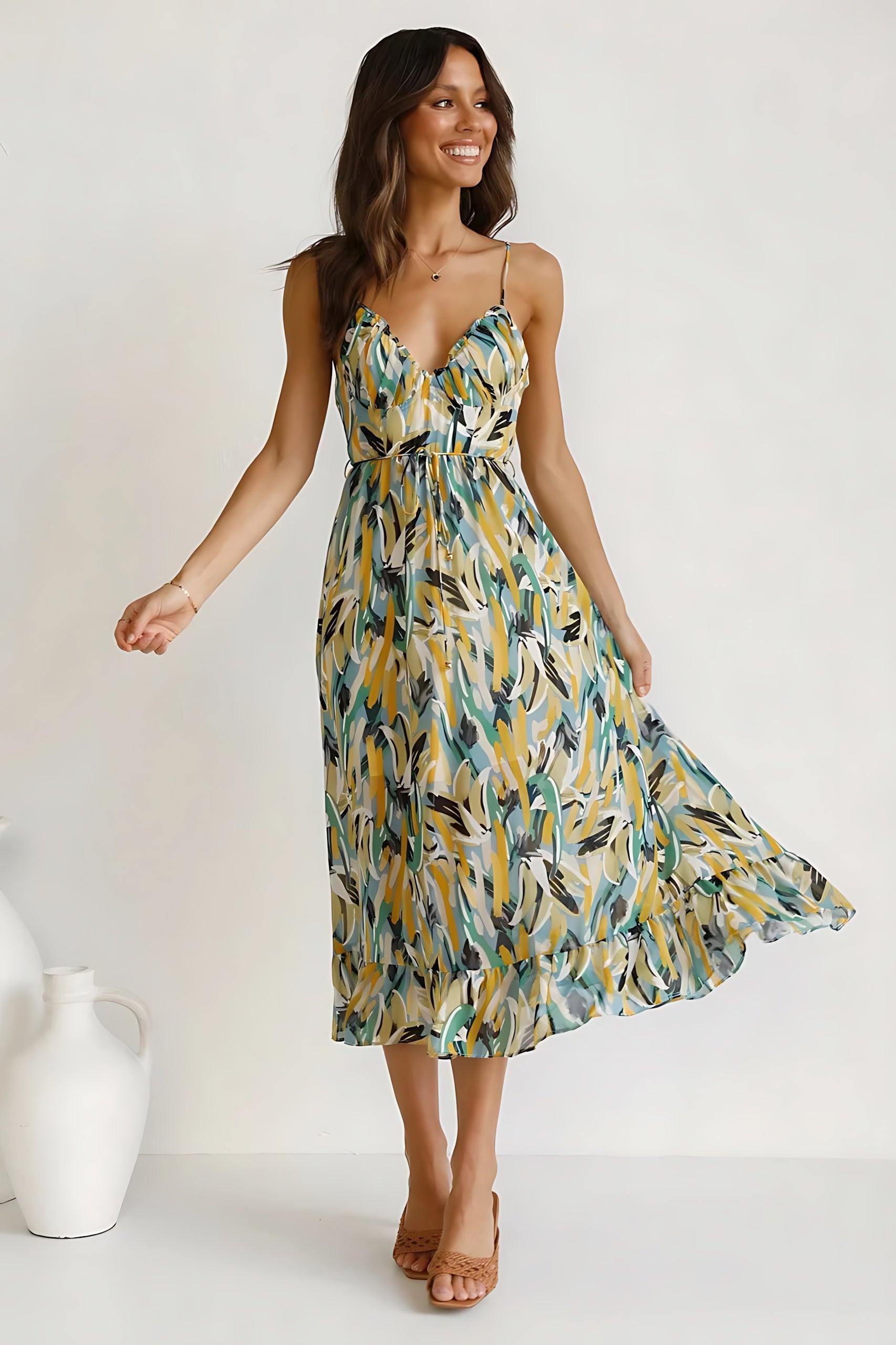 Amara – Floral Smocked Tiered Summer Midi Dress