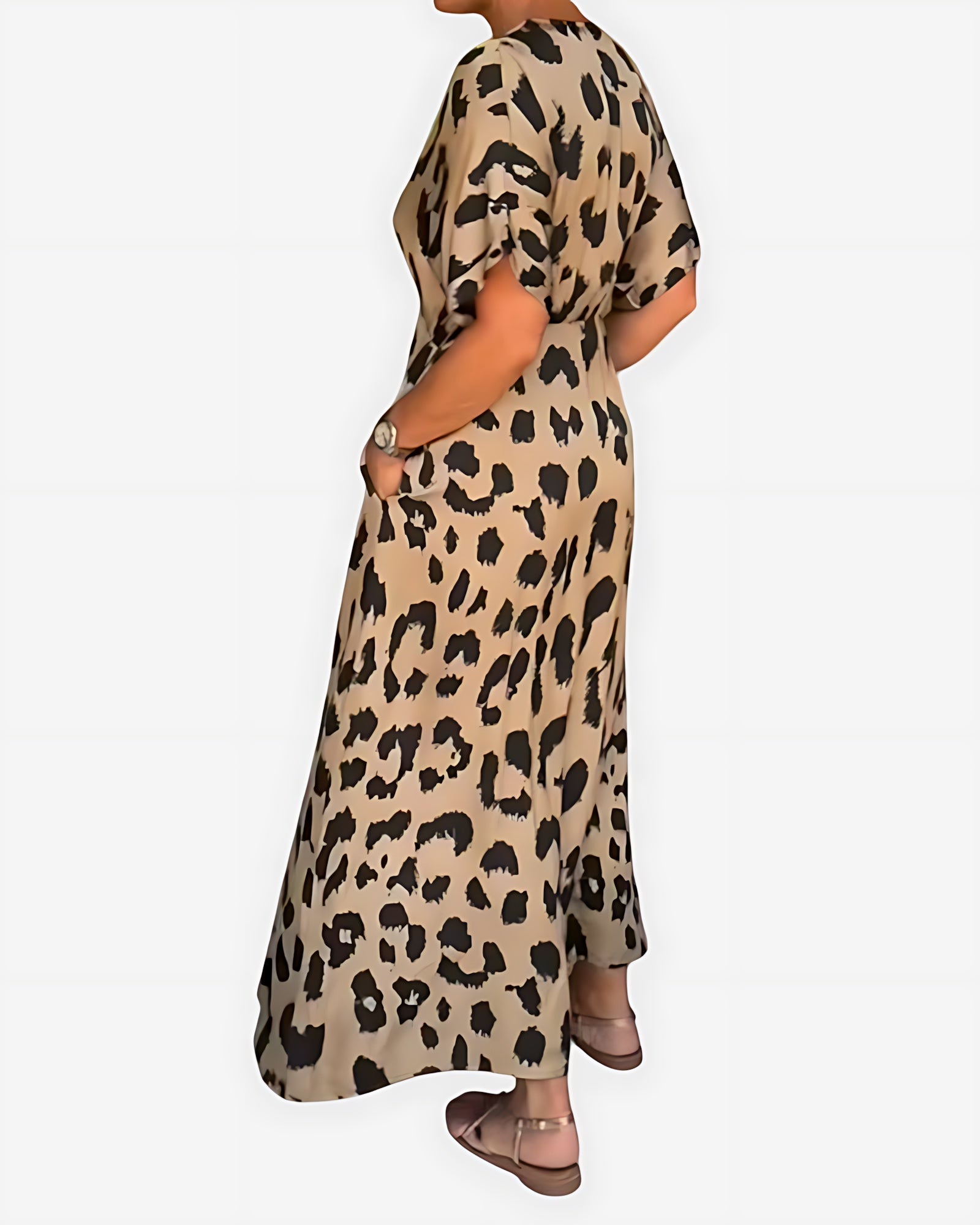 Amara – Leopard Print V Neck Flowy Maxi Dress