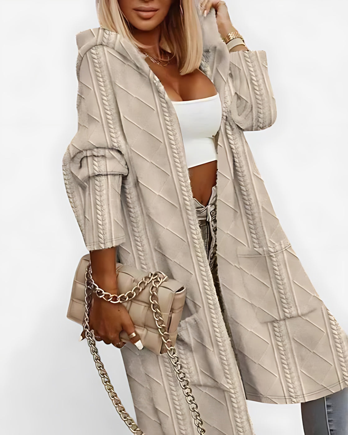 Amara – Longline Open Front Knit Cardigan