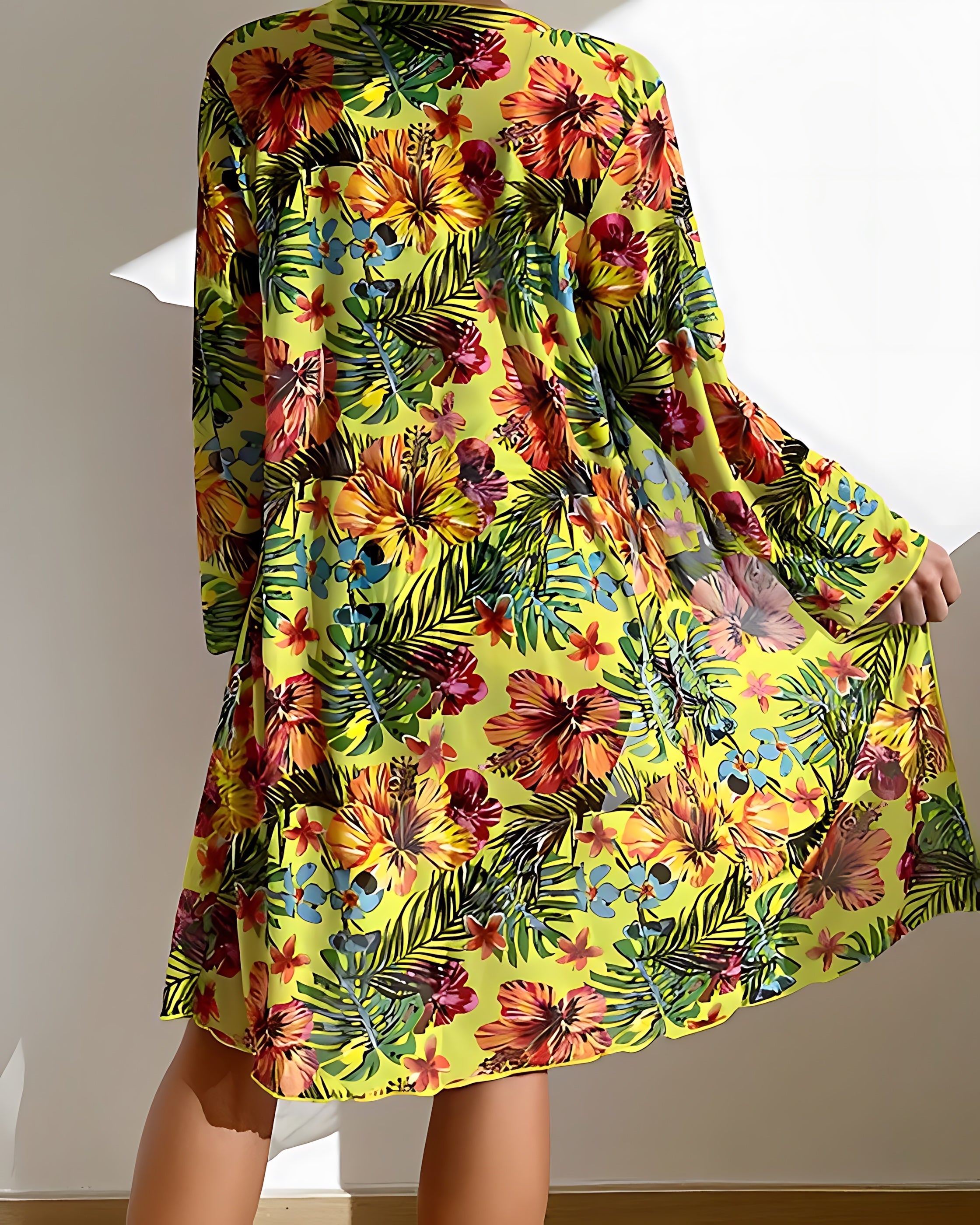 Amara – Tropical Print Three Piece Bikini Set with Cover Up
