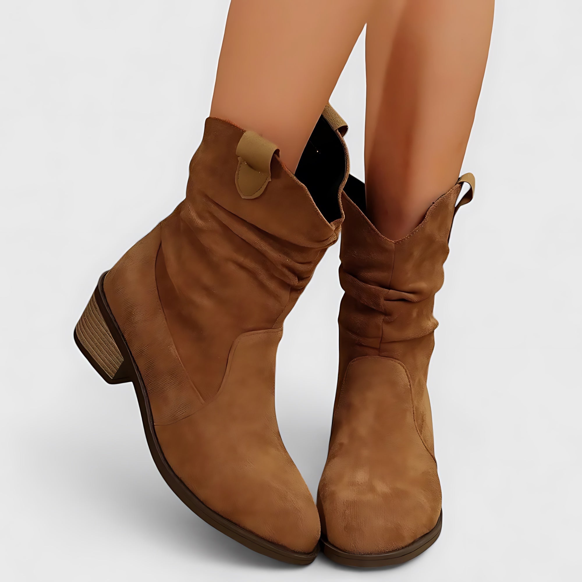 Amaya – Suede Slouchy Block Heel Ankle Boots