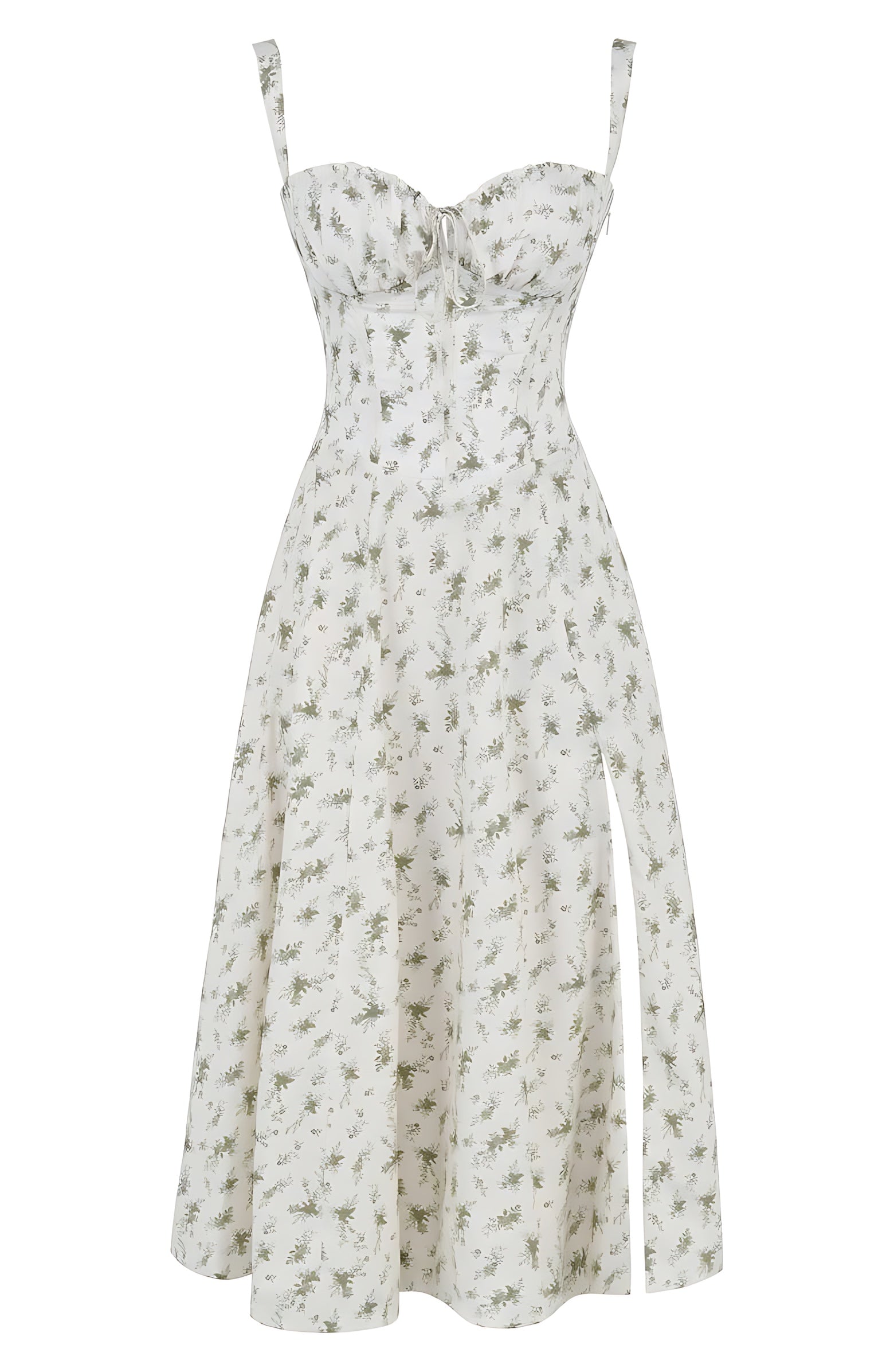Amber – Floral Corset Sweetheart Cocktail Midi Dress