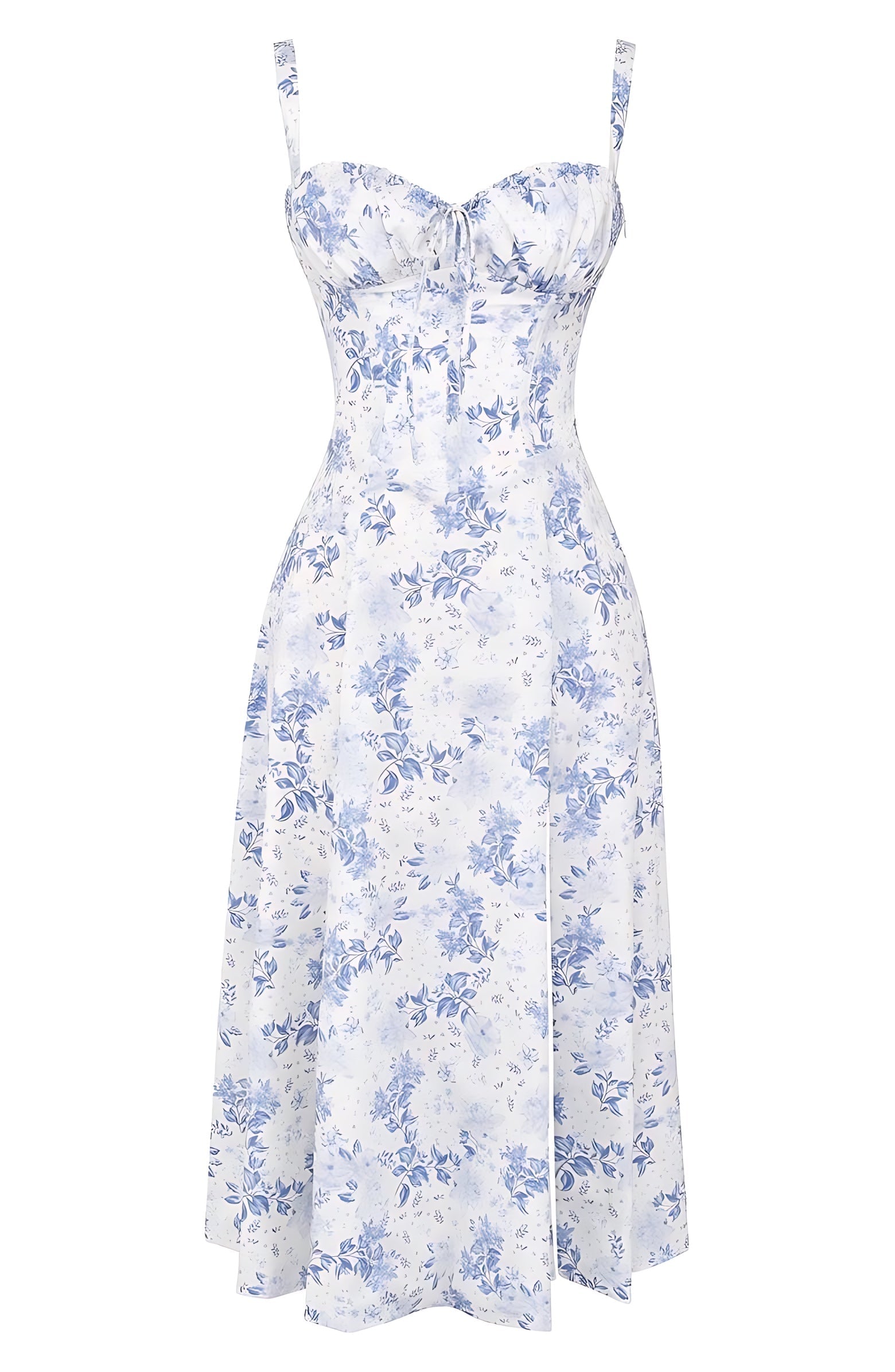 Amber – Floral Corset Sweetheart Cocktail Midi Dress