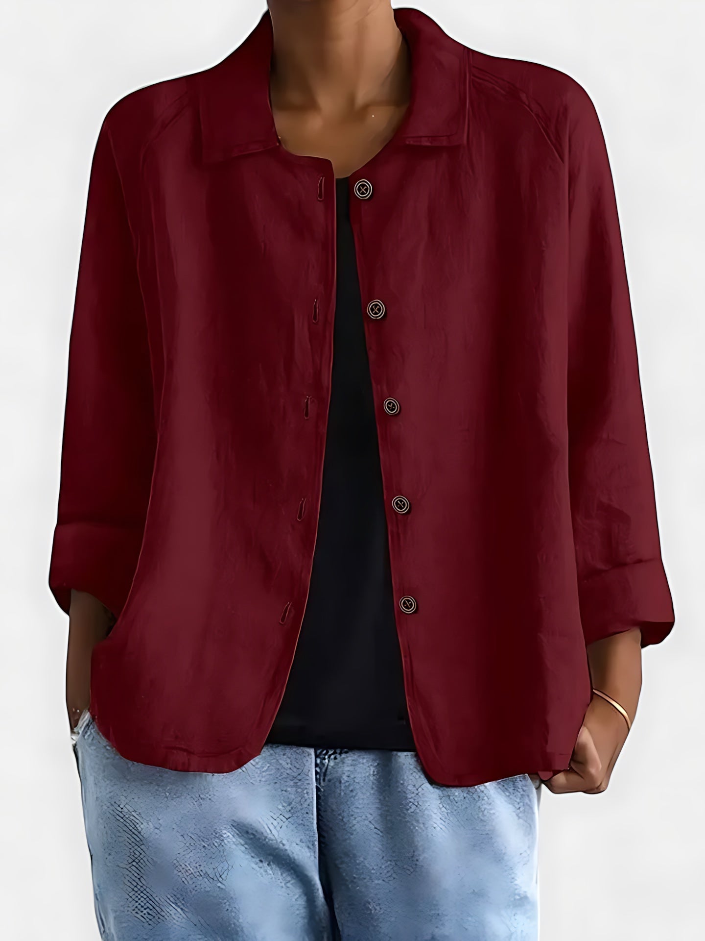Amber – Relaxed Fit Collared Button Up Shirt