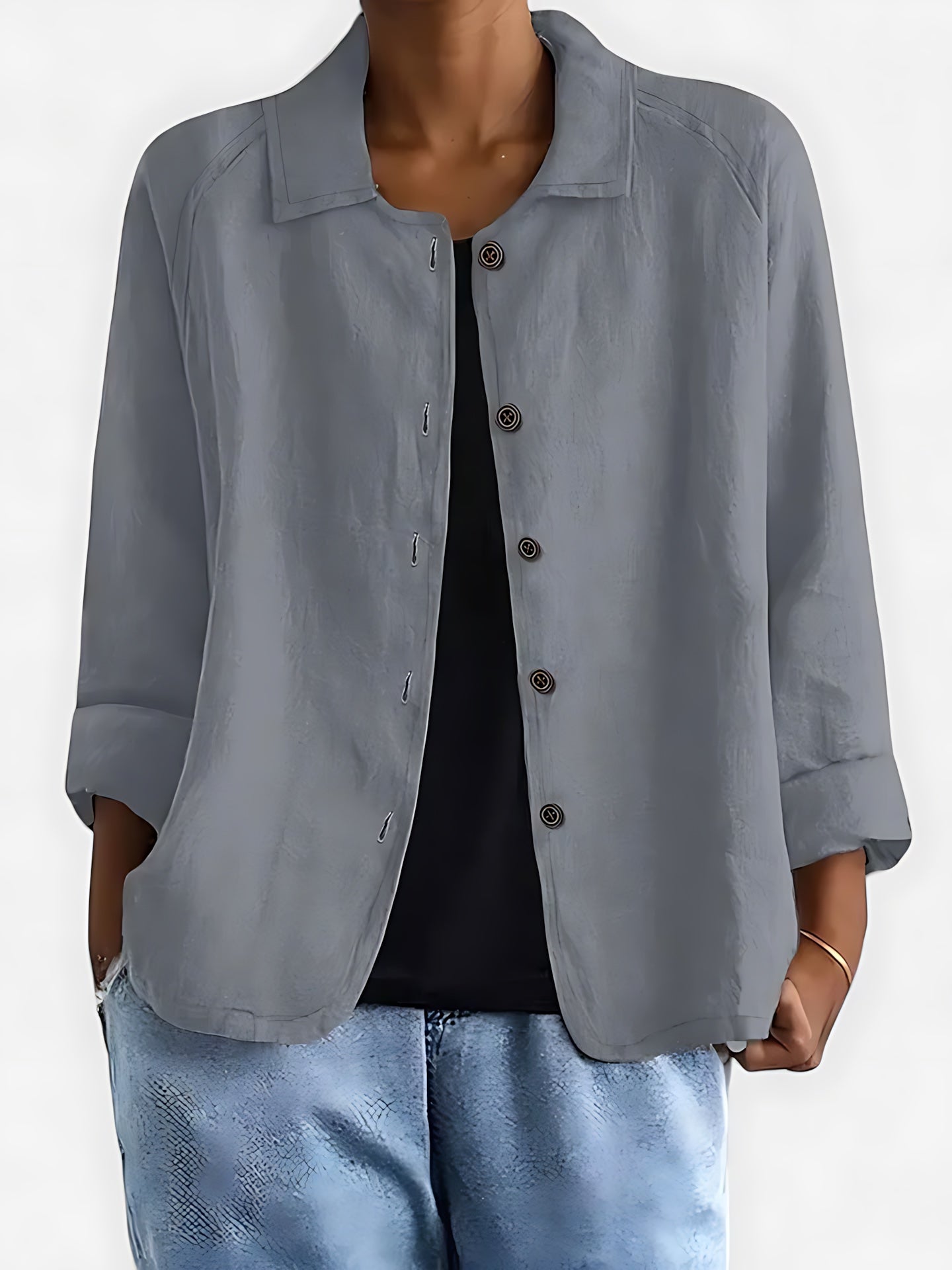 Amber – Relaxed Fit Collared Button Up Shirt