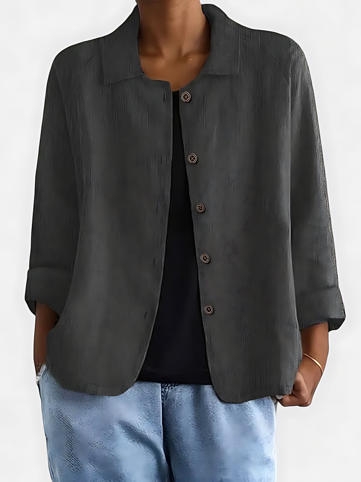 Amber – Relaxed Fit Collared Button Up Shirt