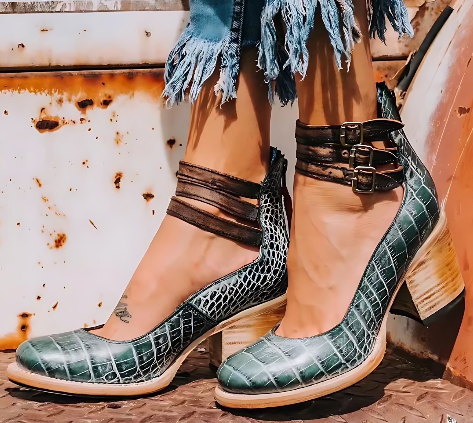 Amelia – Patent Ankle Strap Block Heel Sandals