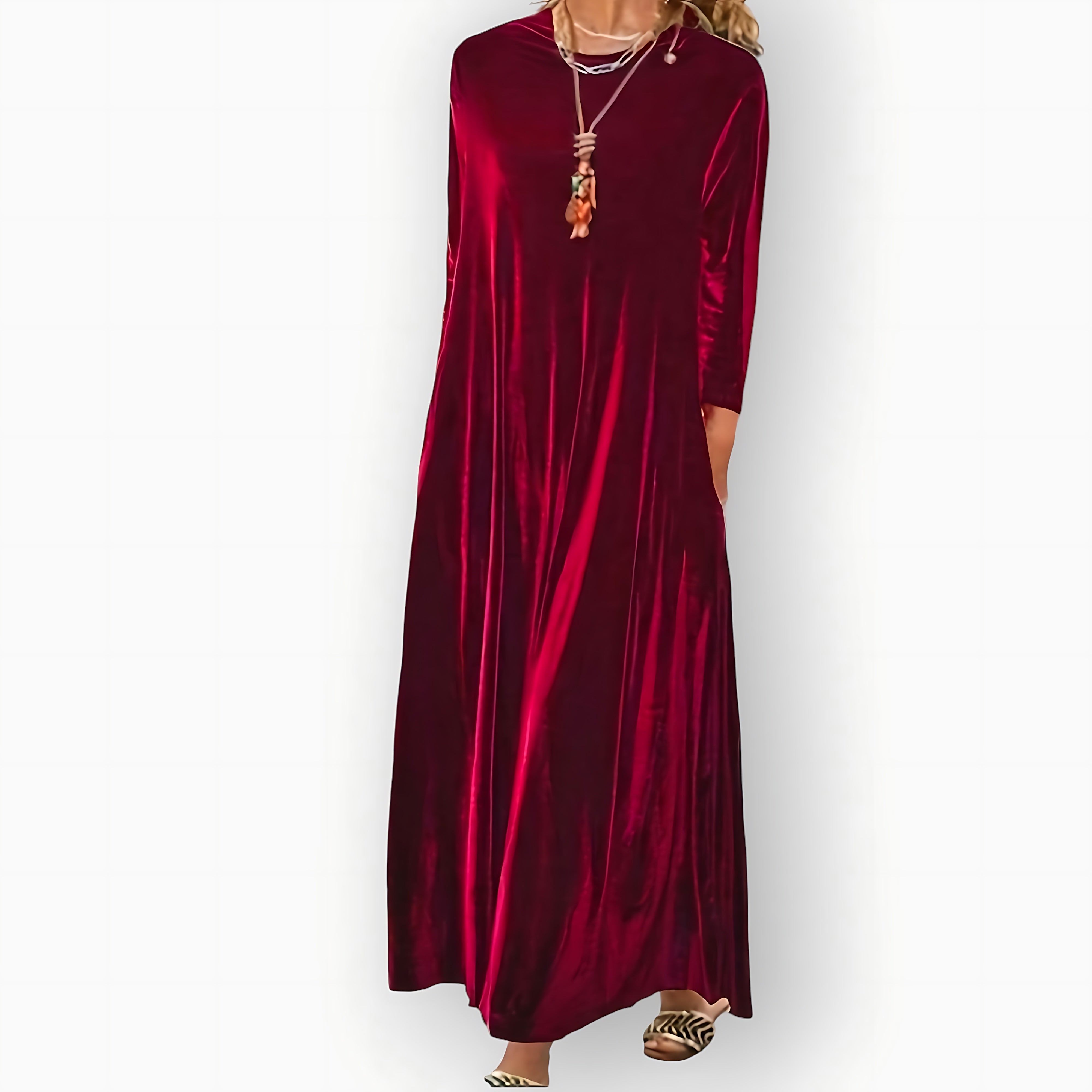 Amelia – Velvet Long Sleeve Evening Maxi Dress