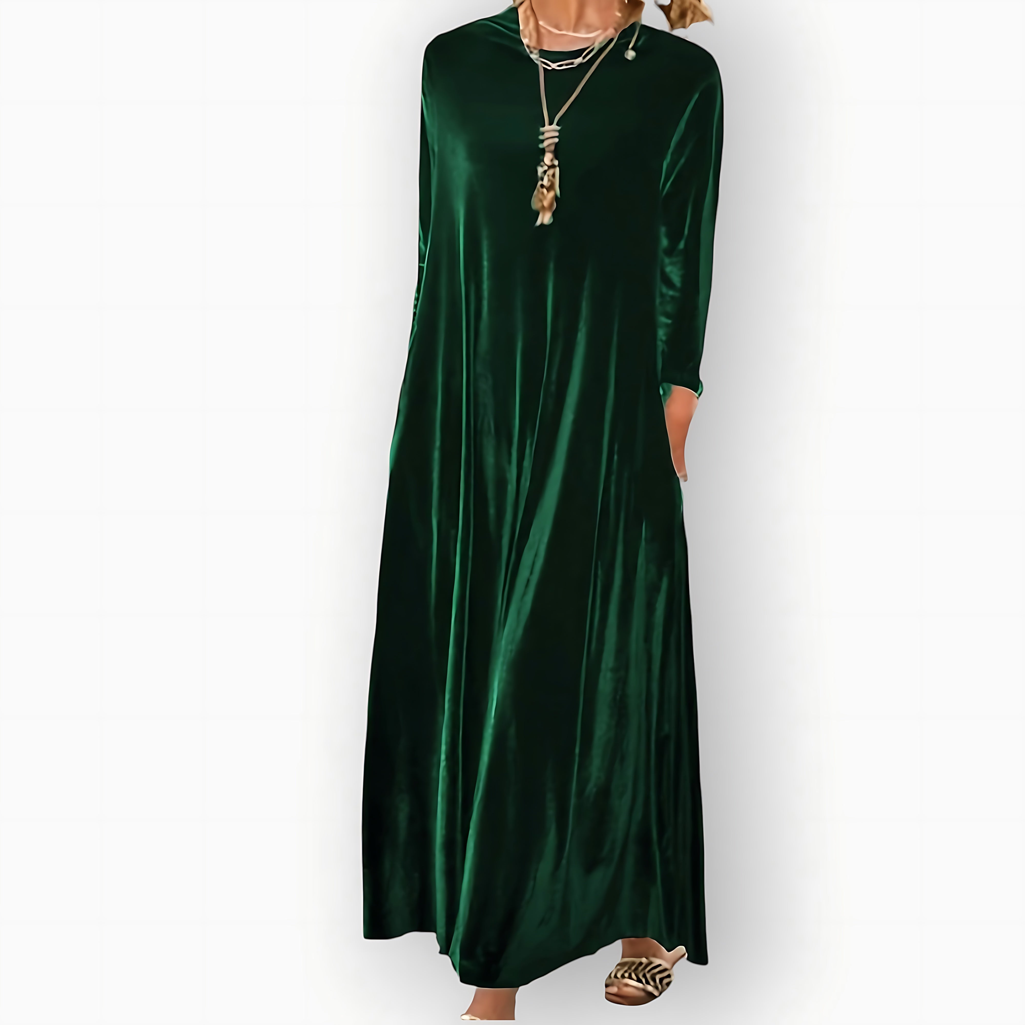 Amelia – Velvet Long Sleeve Evening Maxi Dress