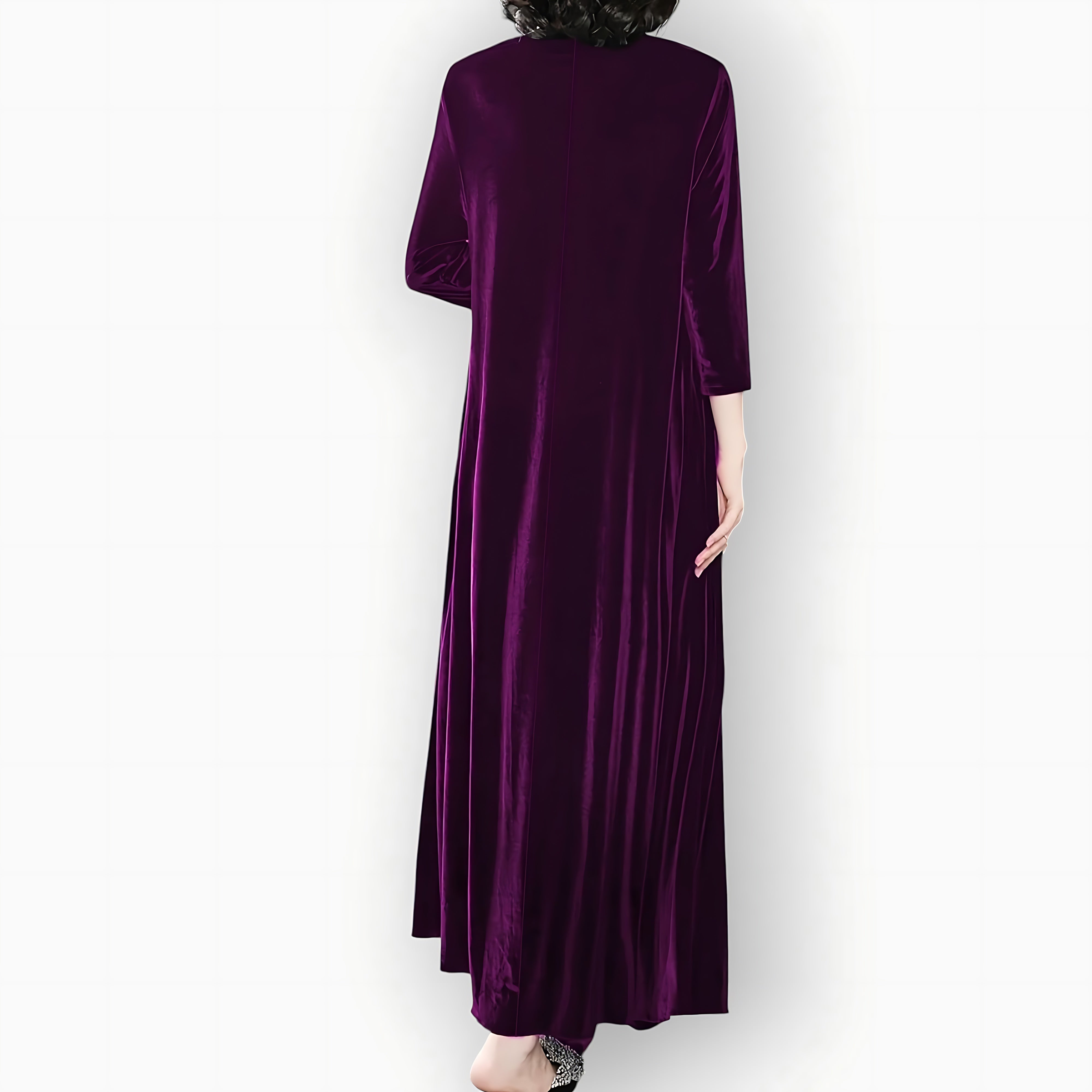Amelia – Velvet Long Sleeve Evening Maxi Dress