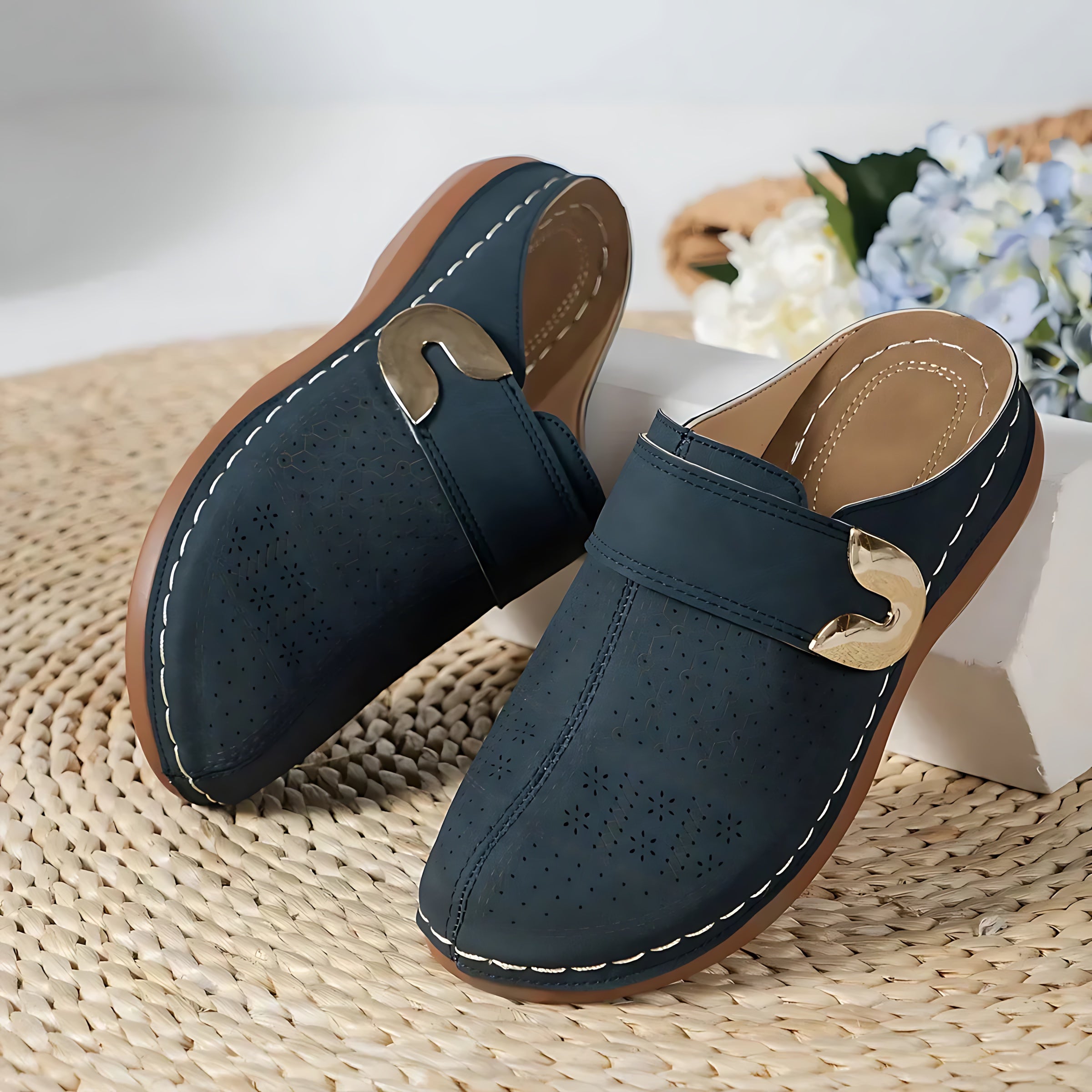 Andrea – Cutout Closed Toe Wedge Sandals