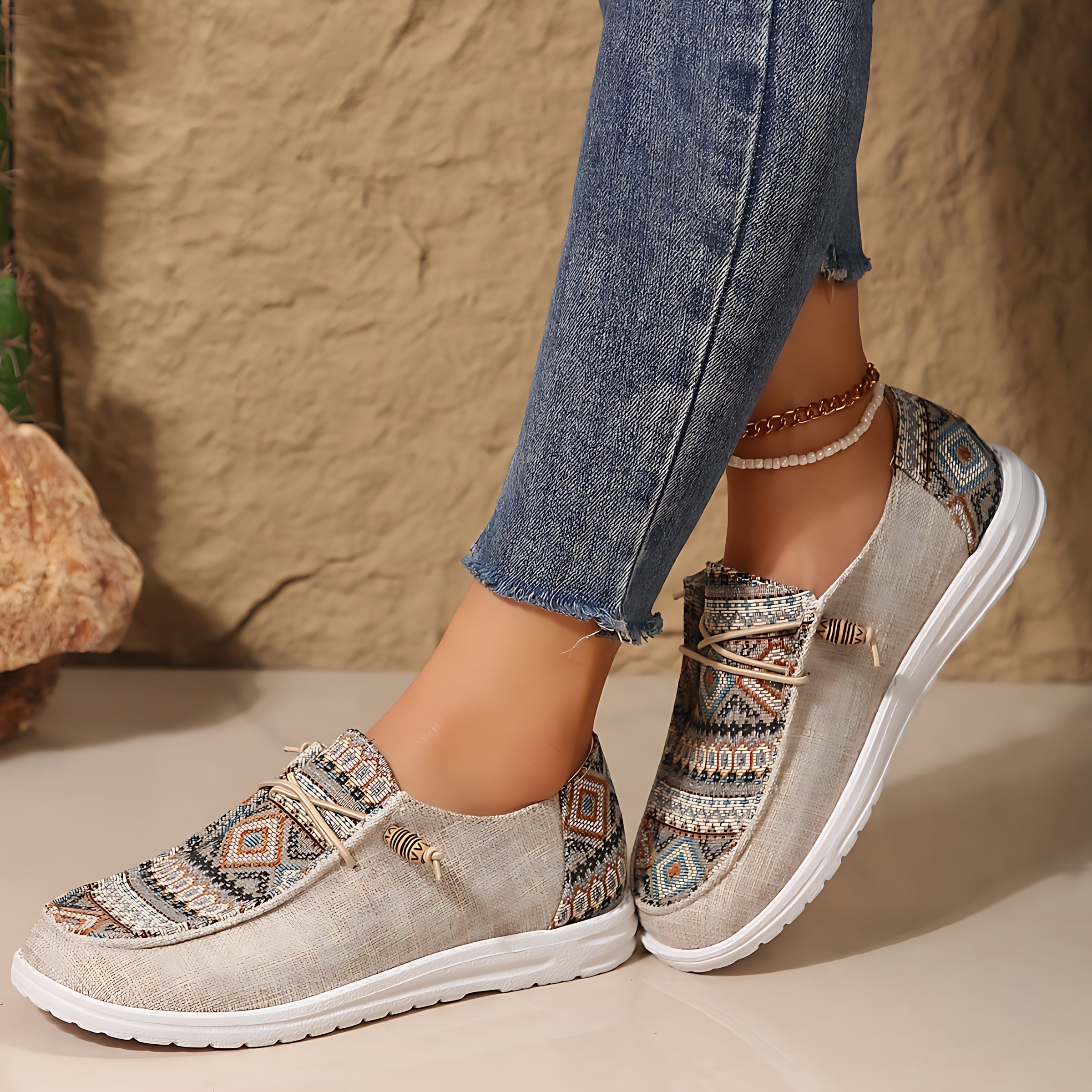 Andrea – Embroidered Panel Slip On Sneakers