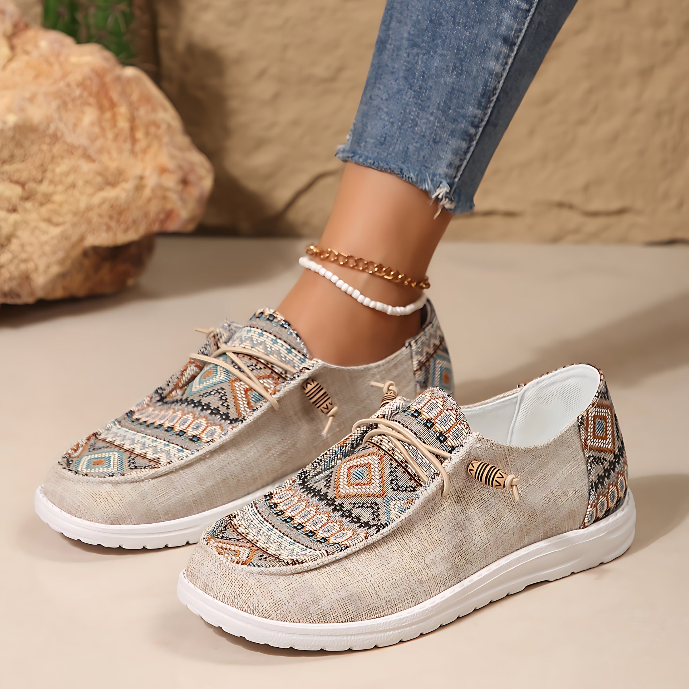 Andrea – Embroidered Panel Slip On Sneakers