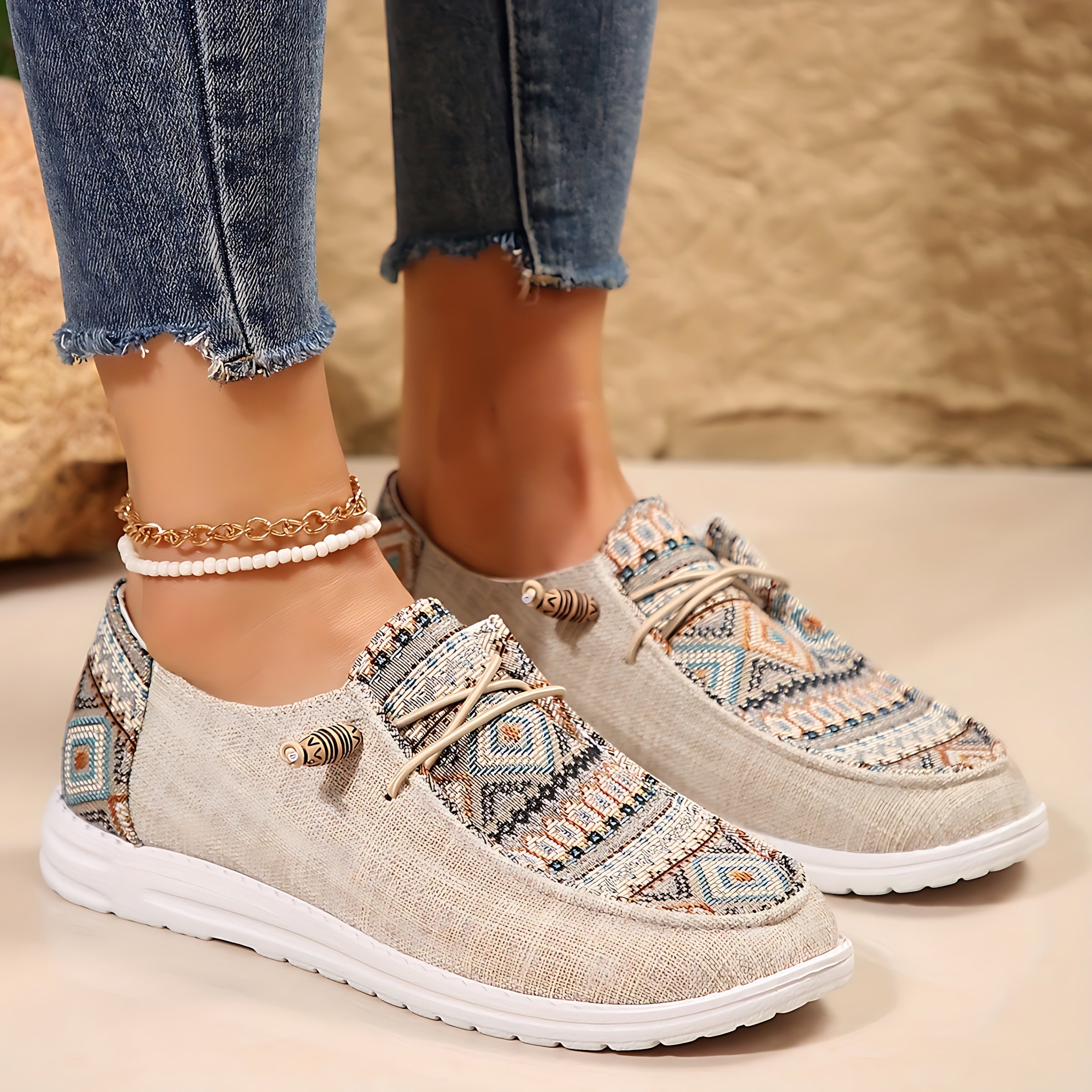 Andrea – Embroidered Panel Slip On Sneakers