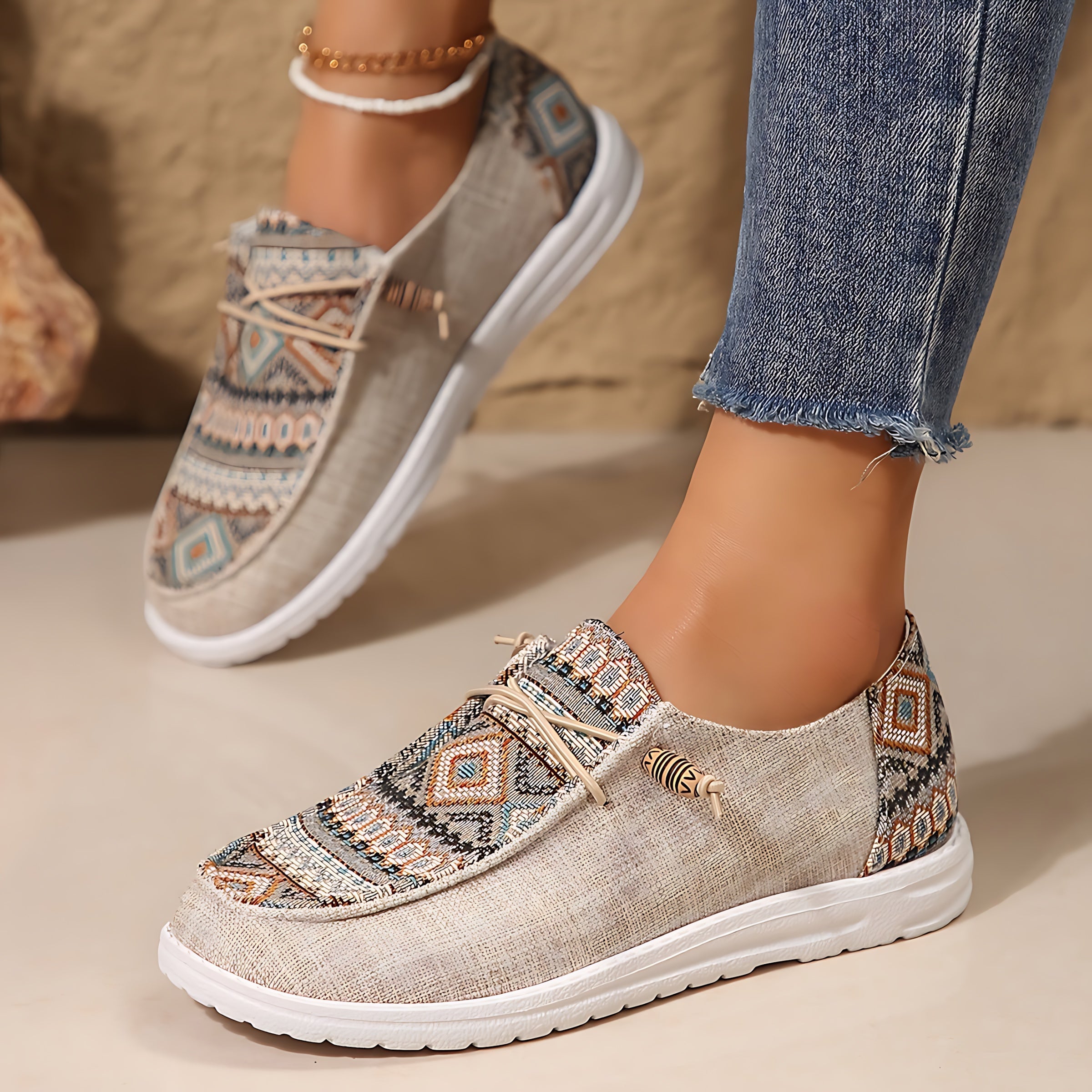 Andrea – Embroidered Panel Slip On Sneakers