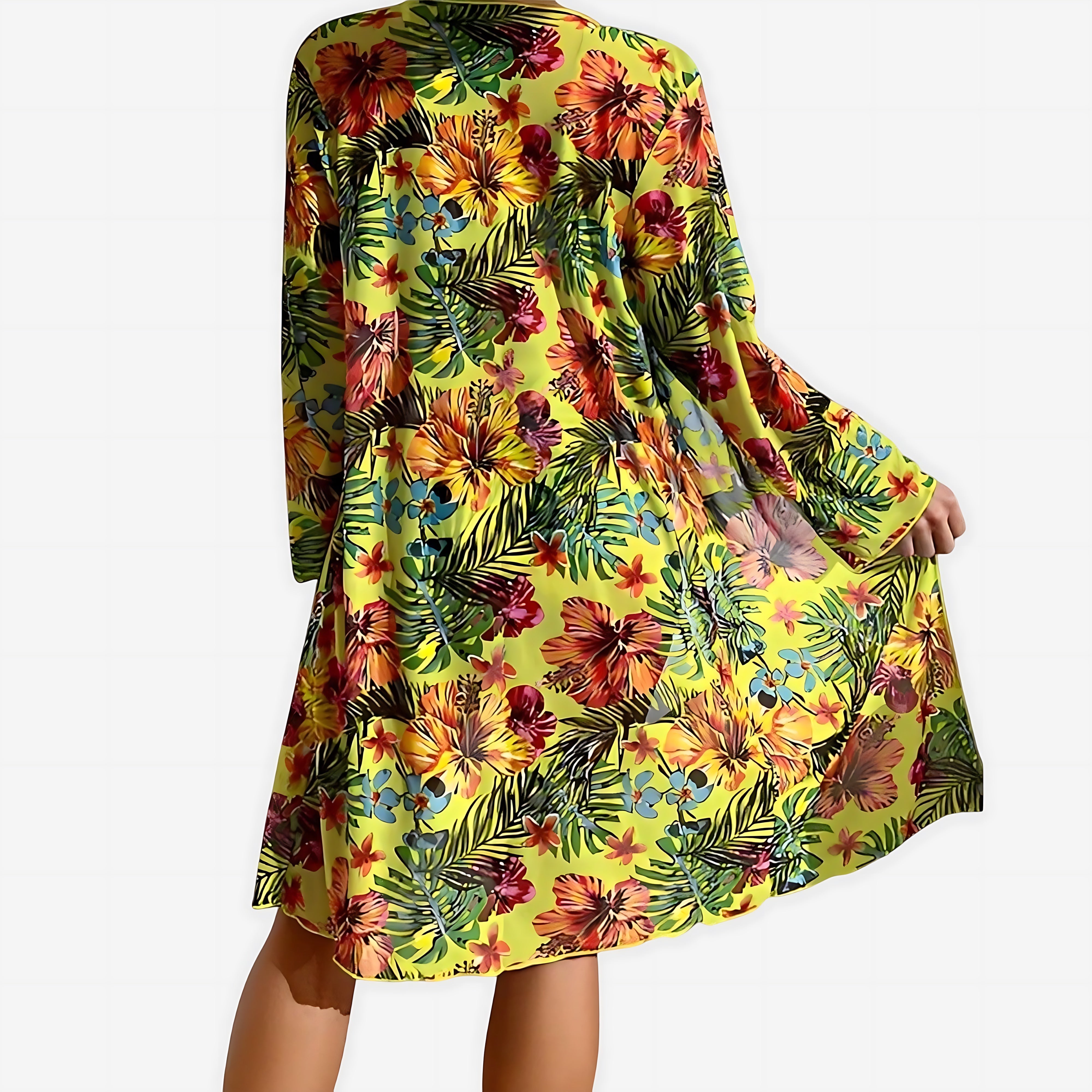 Andrea – Tropical Print Bikini and Kimono Cover Up Set