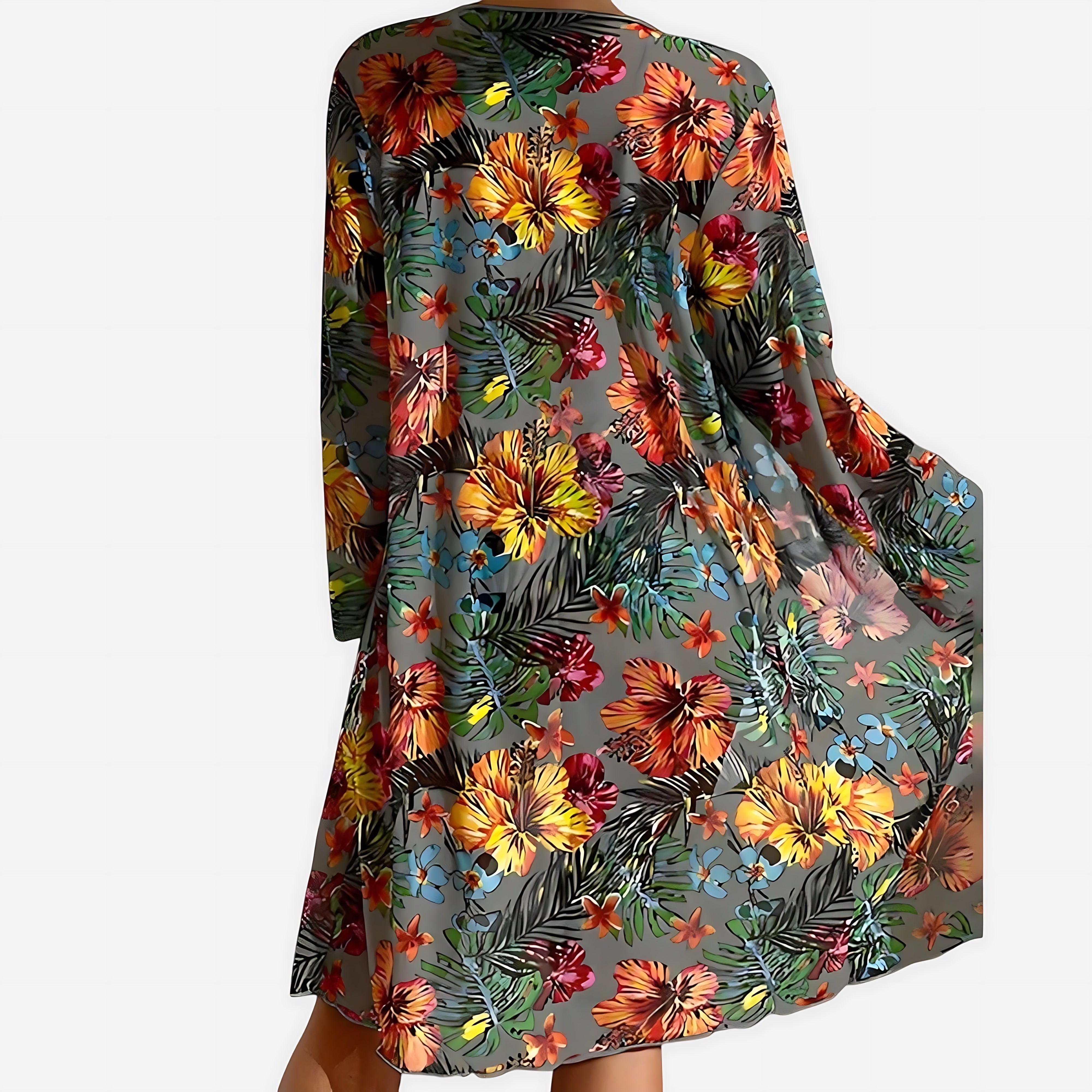 Andrea – Tropical Print Bikini and Kimono Cover Up Set