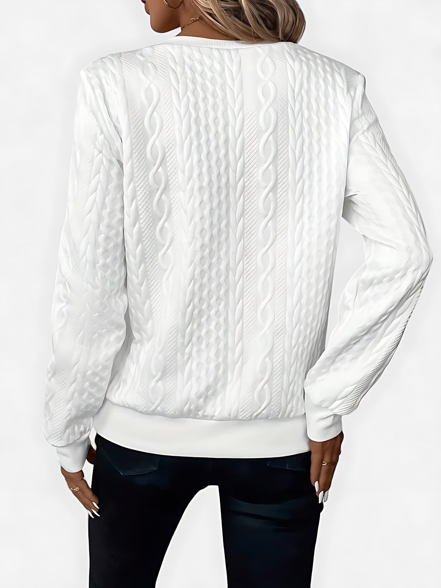 Anna – Cable Knit Half Zip Collared Sweater