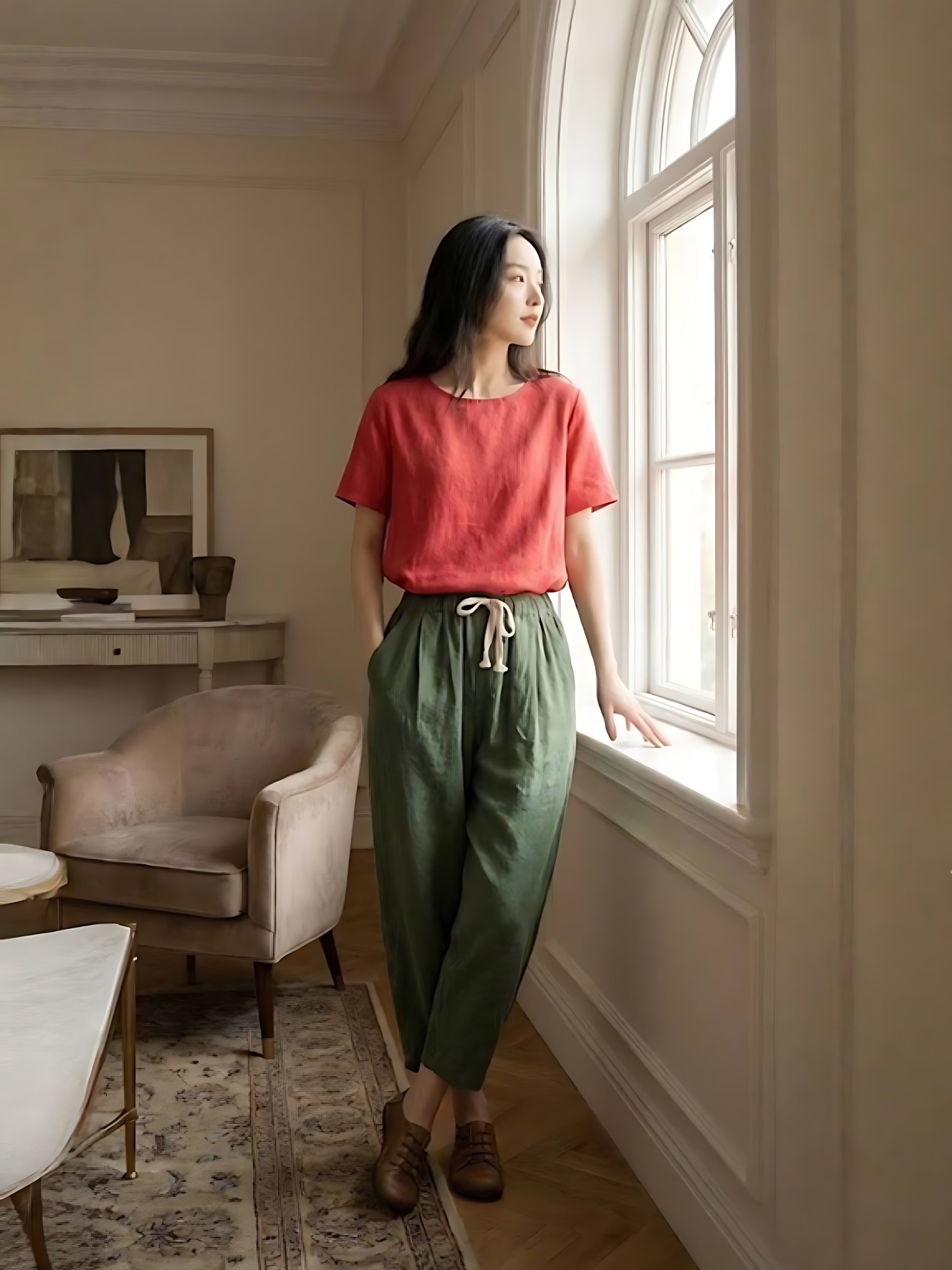 Anna – Elastic Waist Cropped Tapered Pants